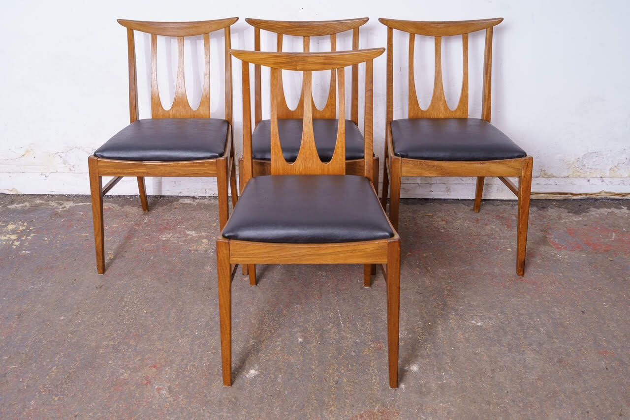 4 G Plan Mid Century Teak Brasilia Dining Chairs, Newly Upholstered