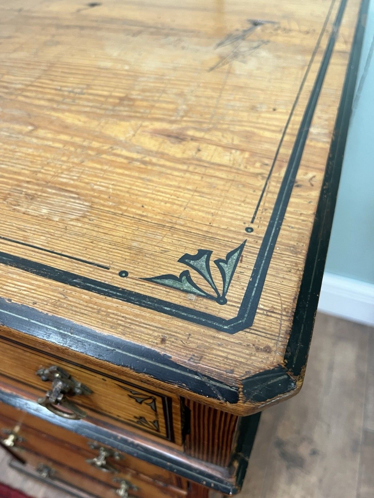 Stunning Original Painted Pine Antique Gothic Rival Desk photo buy