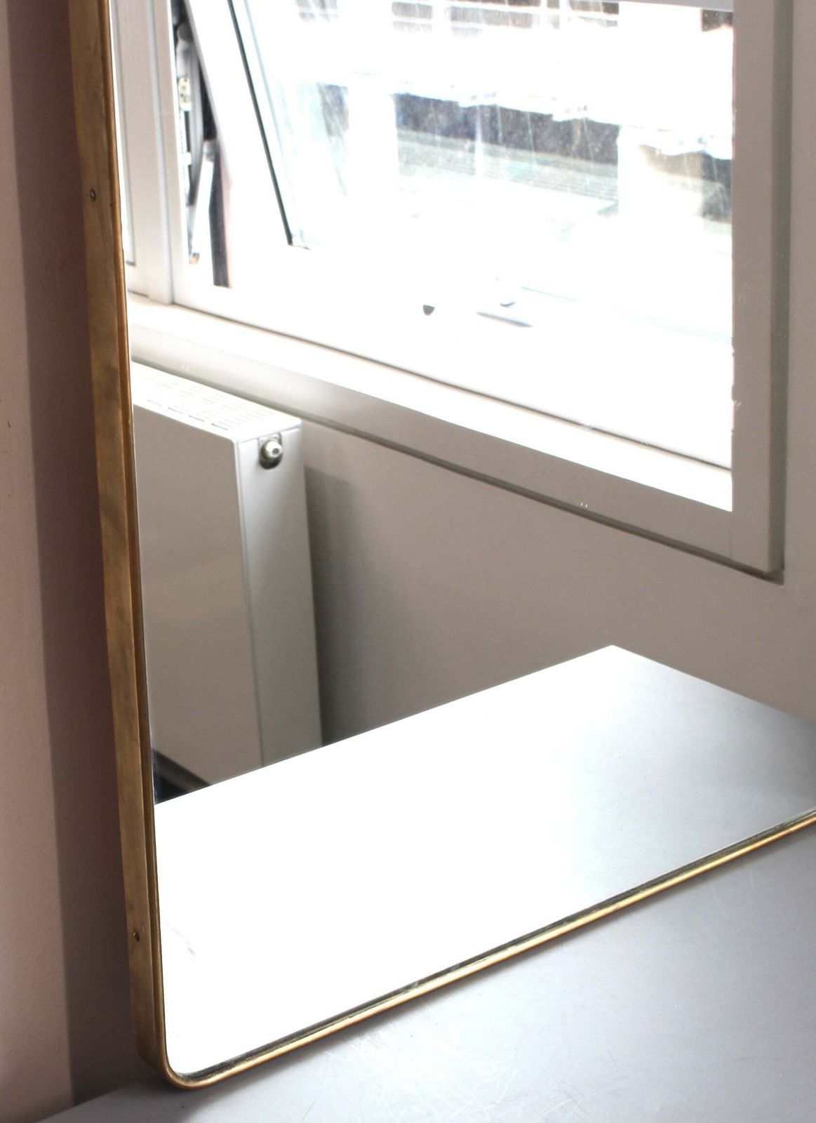 Vintage Italian Wall Mirror With Brass Frame (Circa 1960s)   Large photo Home Decor