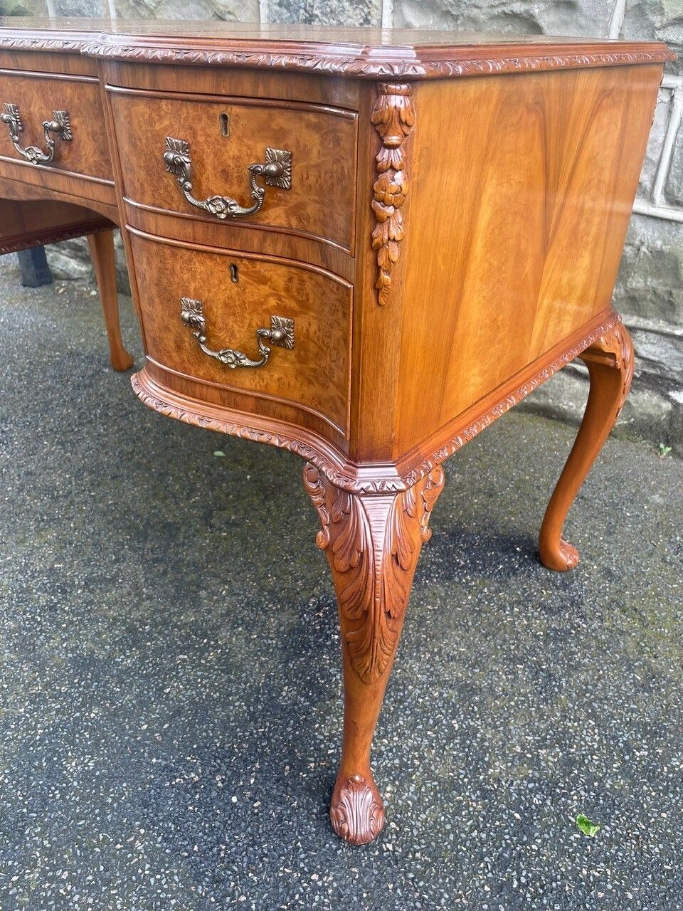 650.0 Antique Burr Walnut Writing Desk photo