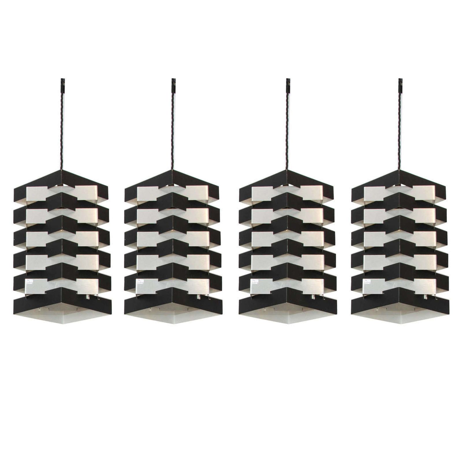 Four Black And Aluminium Pendant Lamp By Hoogervorst