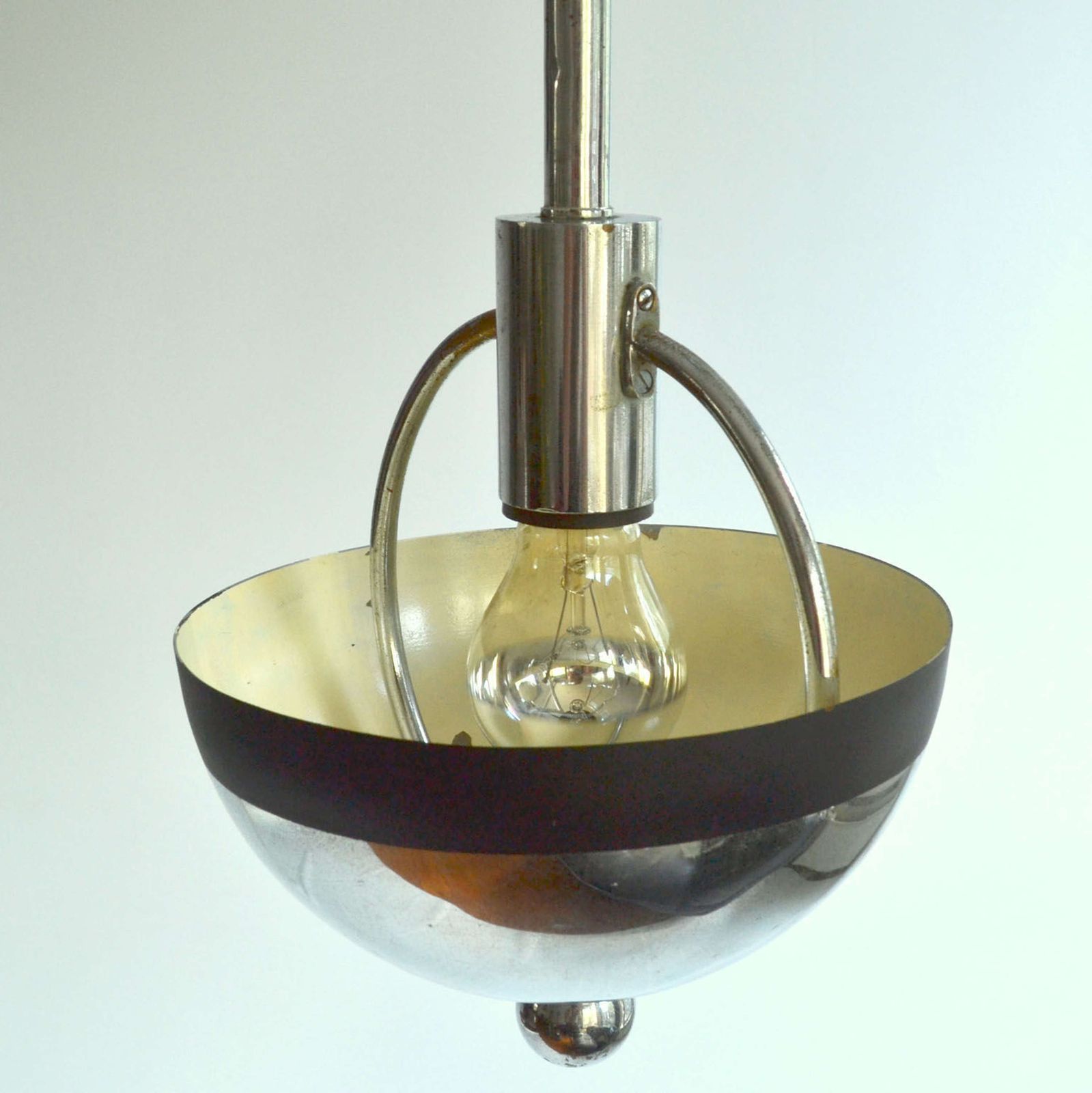 Modernist Chrome And Glass Pendant Circa 1930 In The Style Of Gispen photo 1650.0