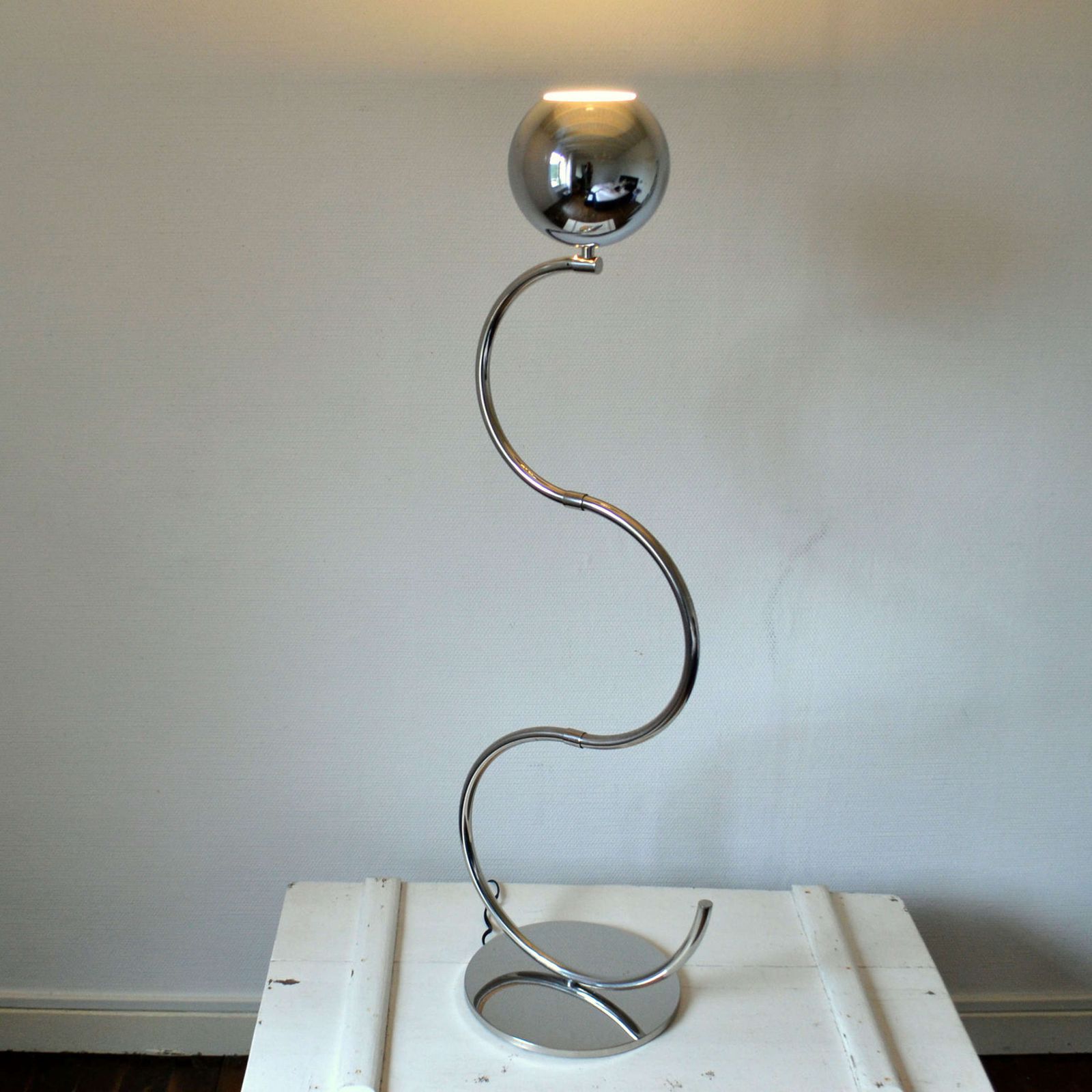 Lighting Sculptural Adjustable Reggiani Chrome Floor Lamp Italy 1960's photo