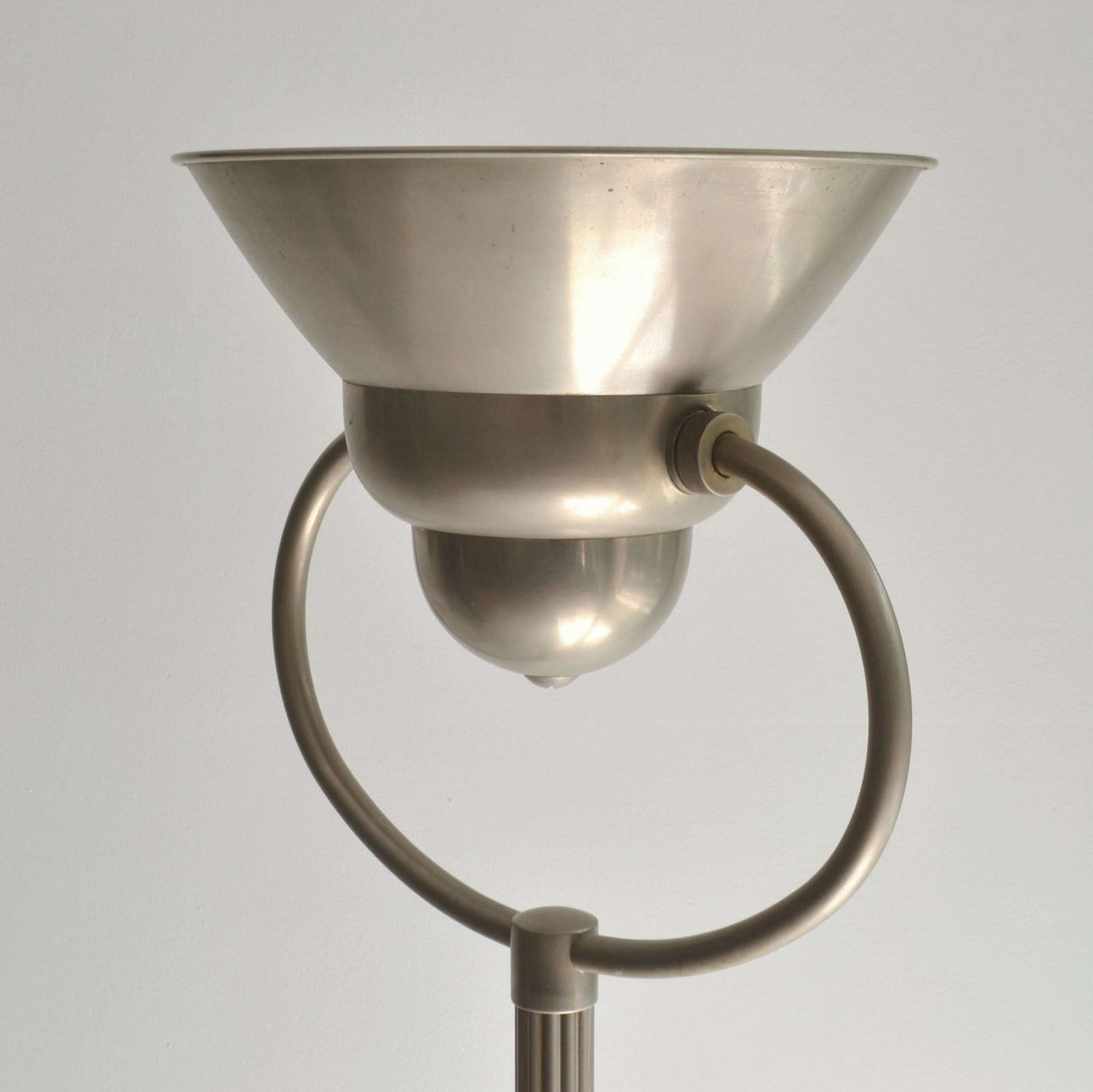 Art Deco Floor Lamp 1920's With Adjustable Shade In Nickel Attributed photo vinterior