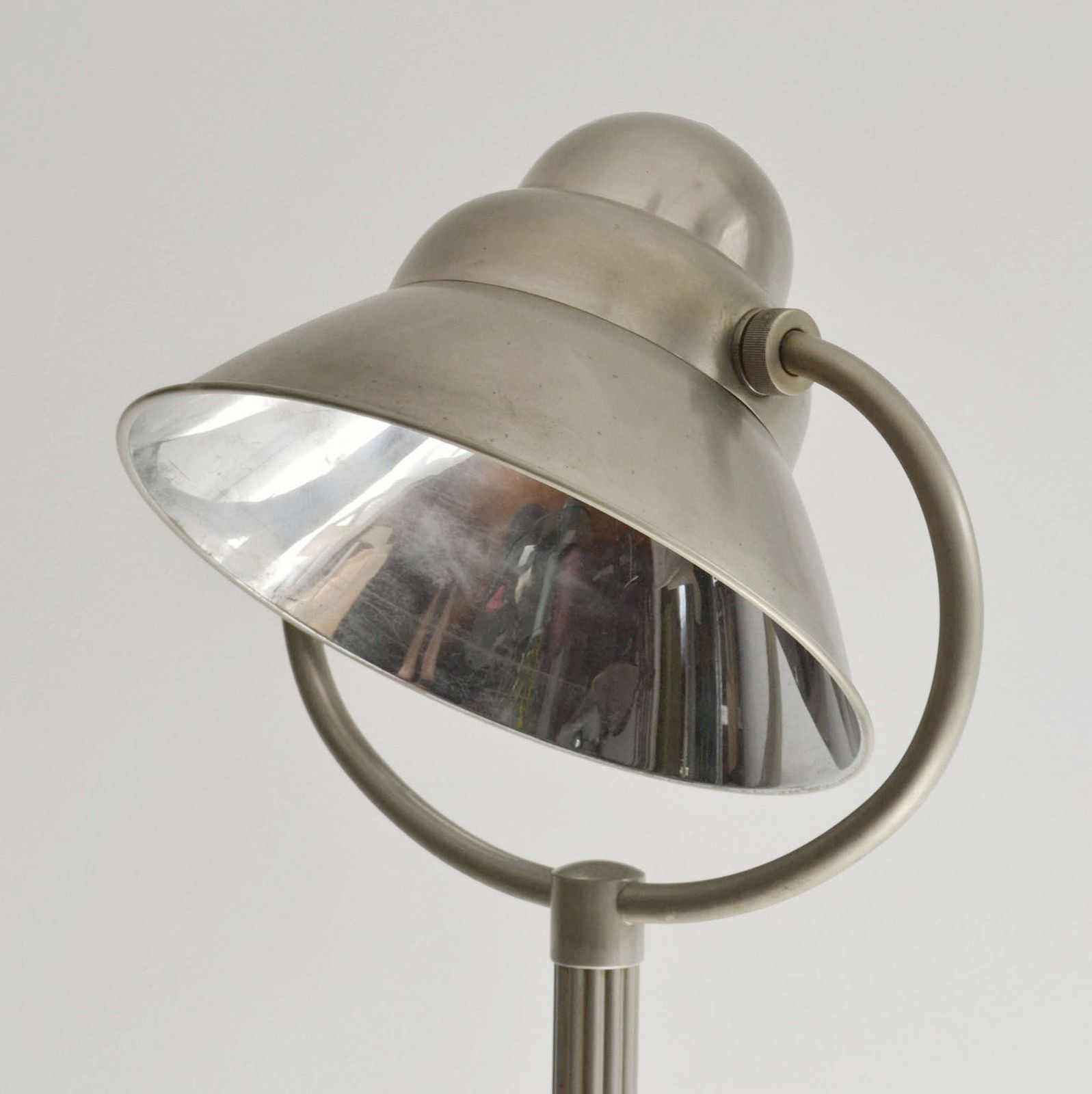 Lighting Art Deco Floor Lamp 1920's With Adjustable Shade In Nickel Attributed photo