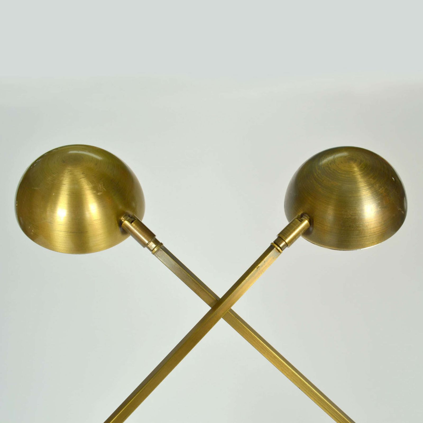 Pair Of Minimal Bronzed Brass Counter Balance Floor Lamps, 1970's photo Lighting
