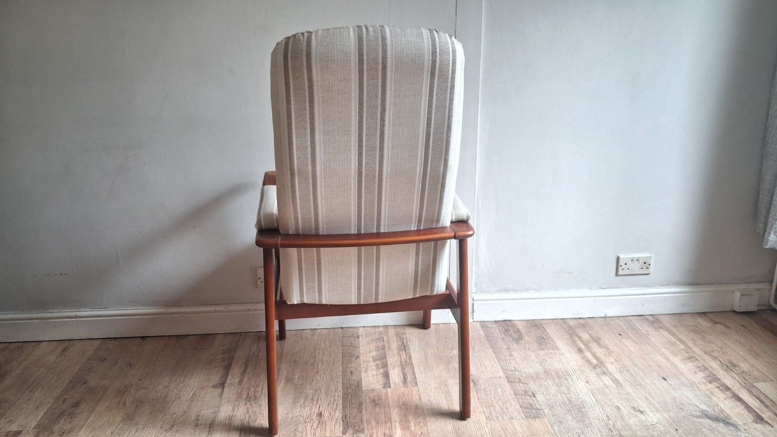 photo for sale Super Cintique Mid  Century Teak Upholstered Armchair In Great Condition