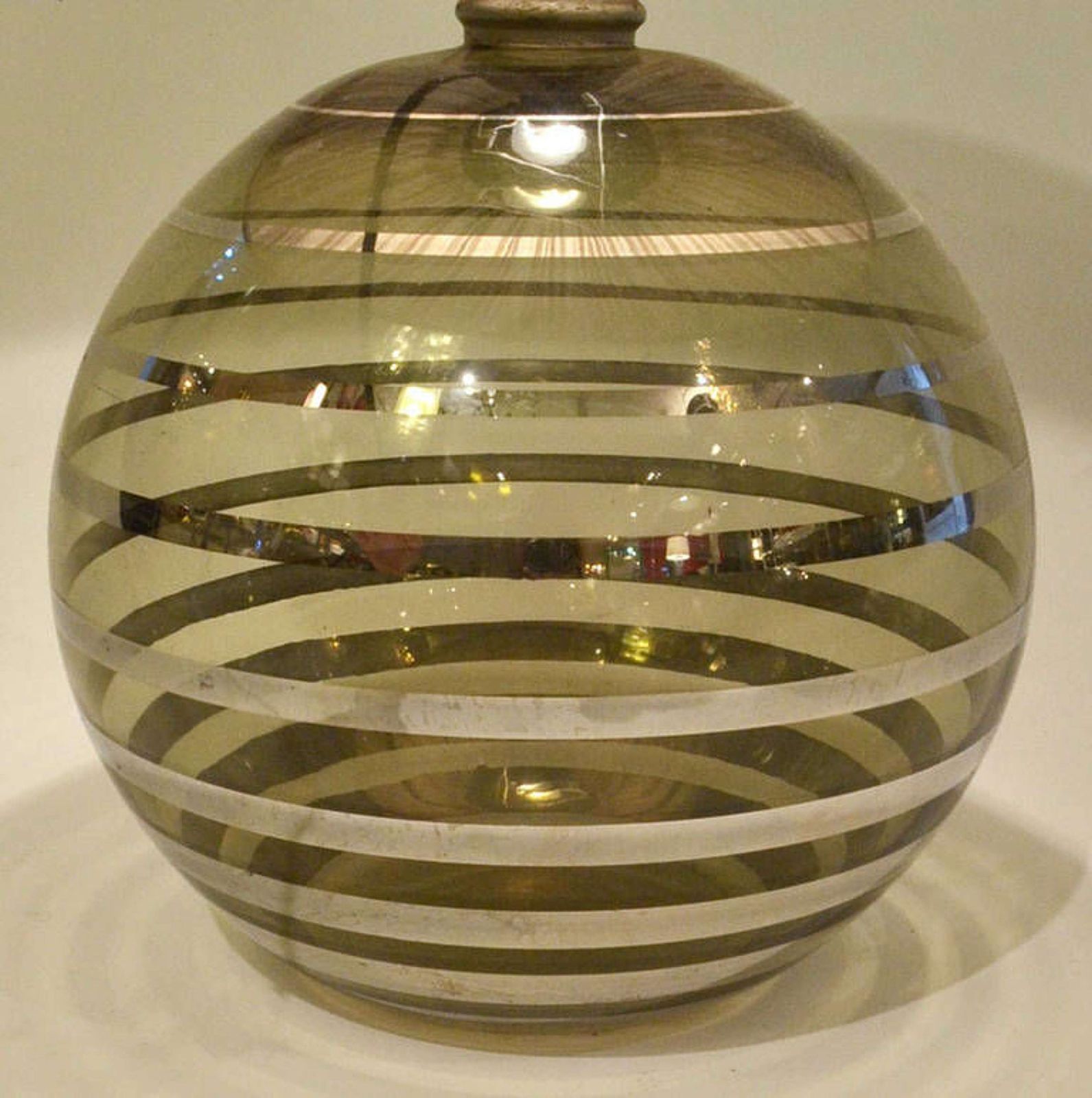 Glass Art Deco Table Lamp With Black Shade photo vinterior