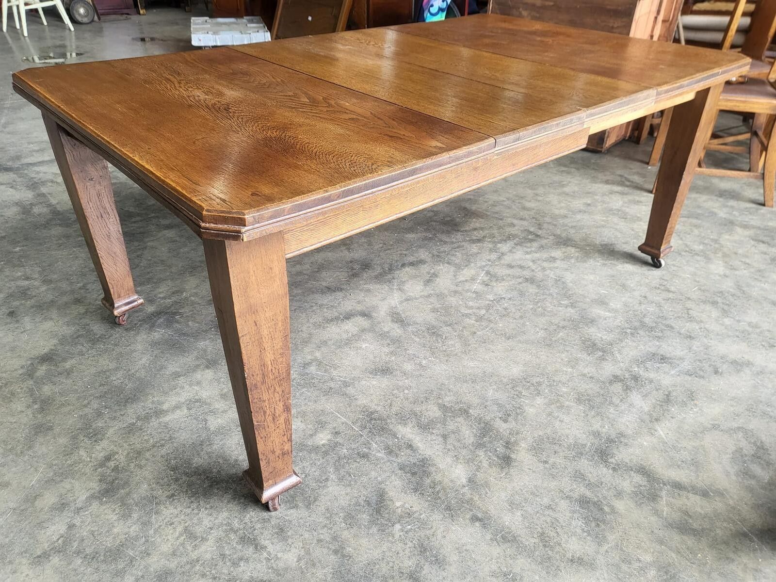 photo for sale Antique Edwardian Oak Extending Dining Table Seat 8