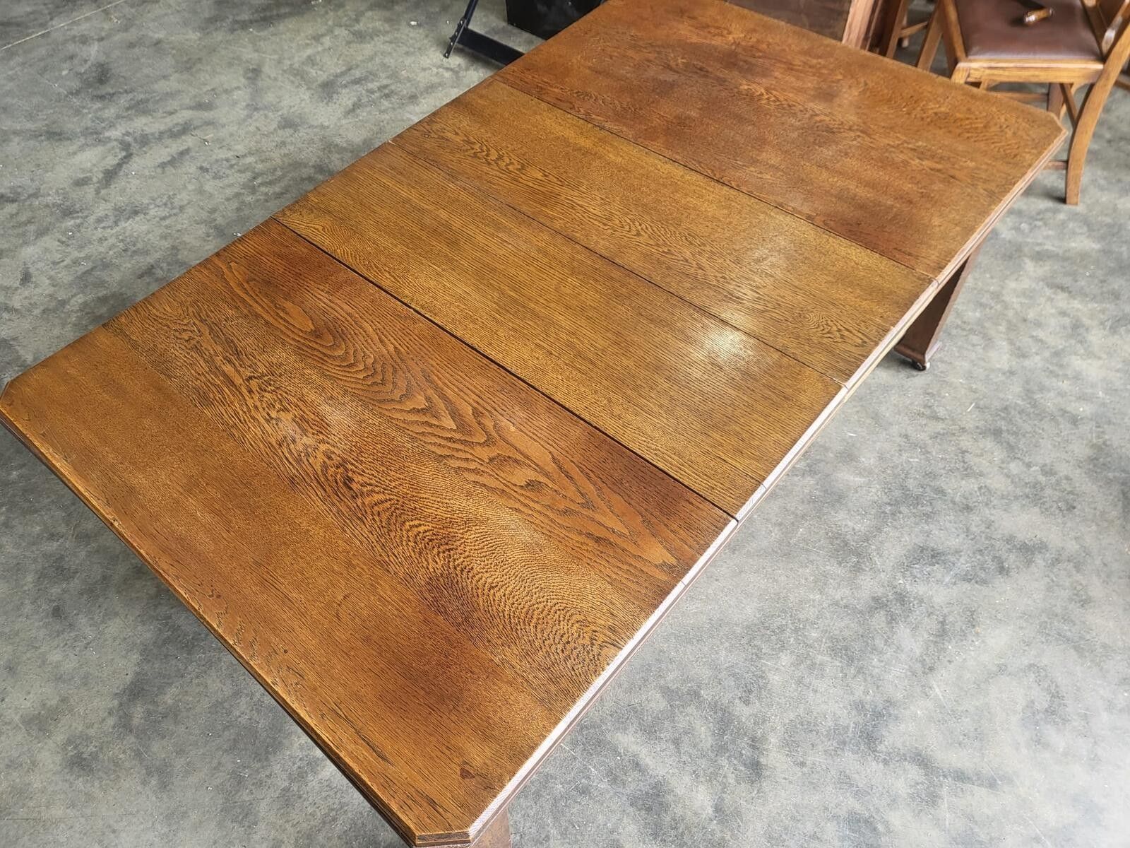 Furniture Antique Edwardian Oak Extending Dining Table Seat 8 photo