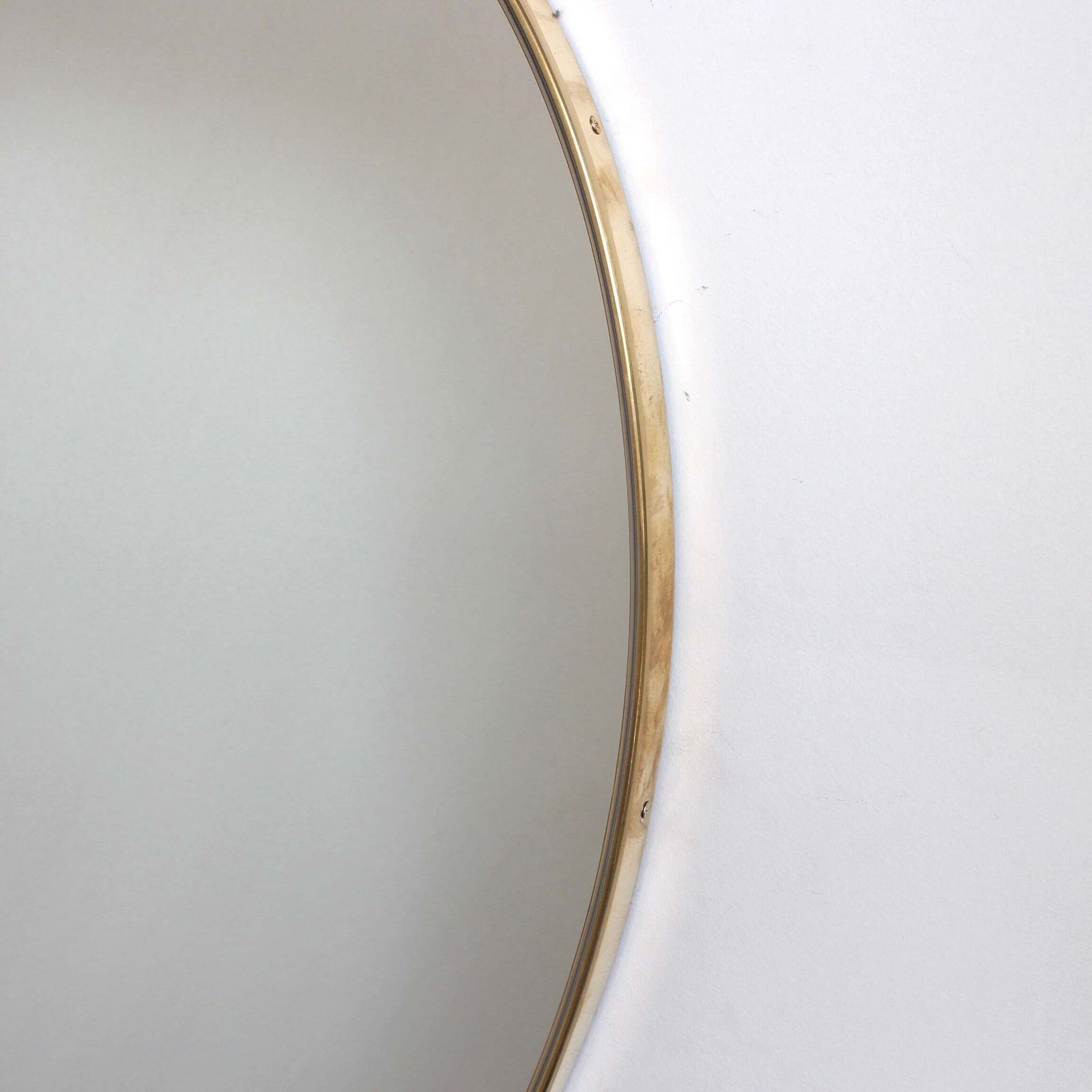 1680.0 Vintage Italian Wall Mirror With Brass Frame (Circa 1960s) photo