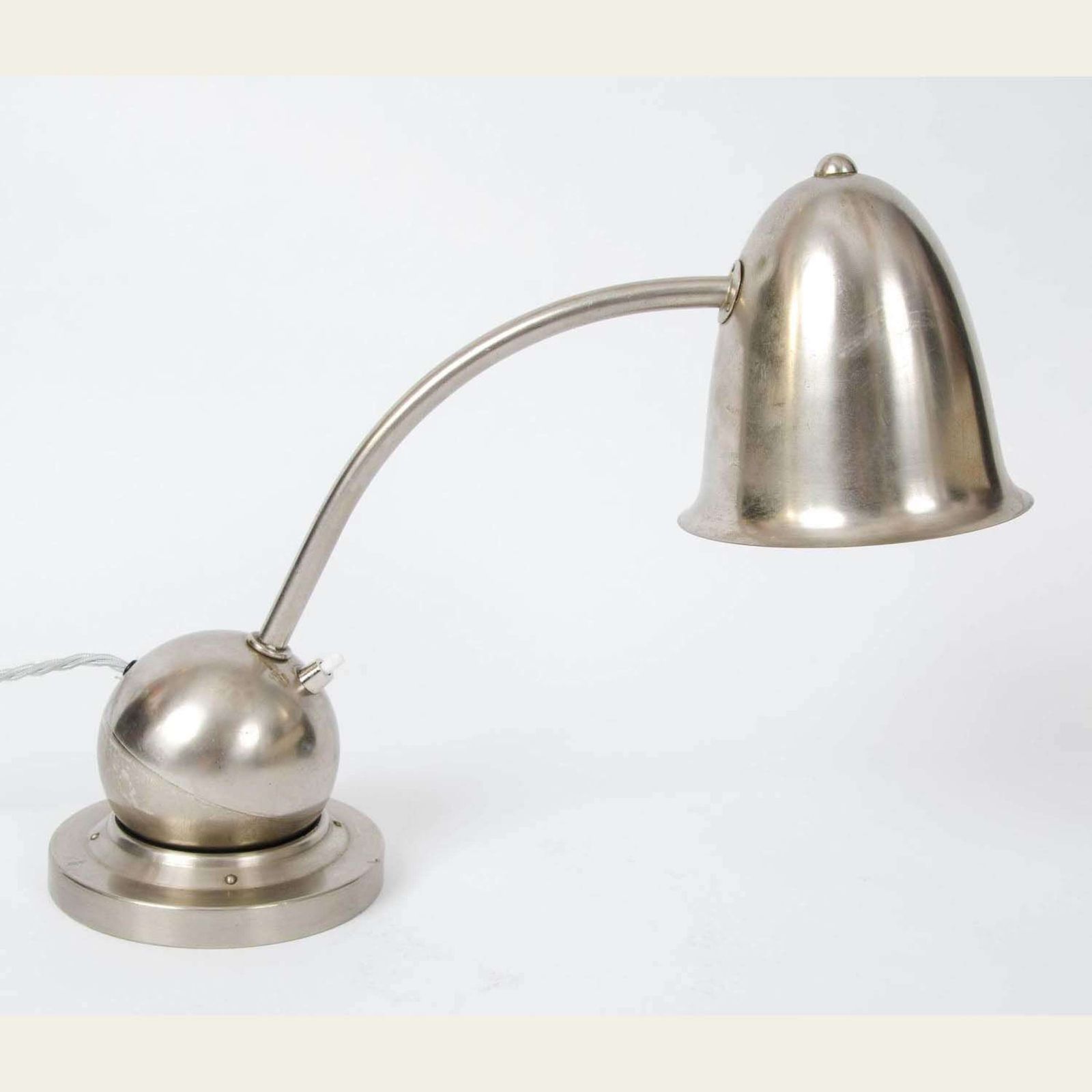 Modernist Pair Of Table Lamps Nickel By Daalderop, 1930s photo vintage