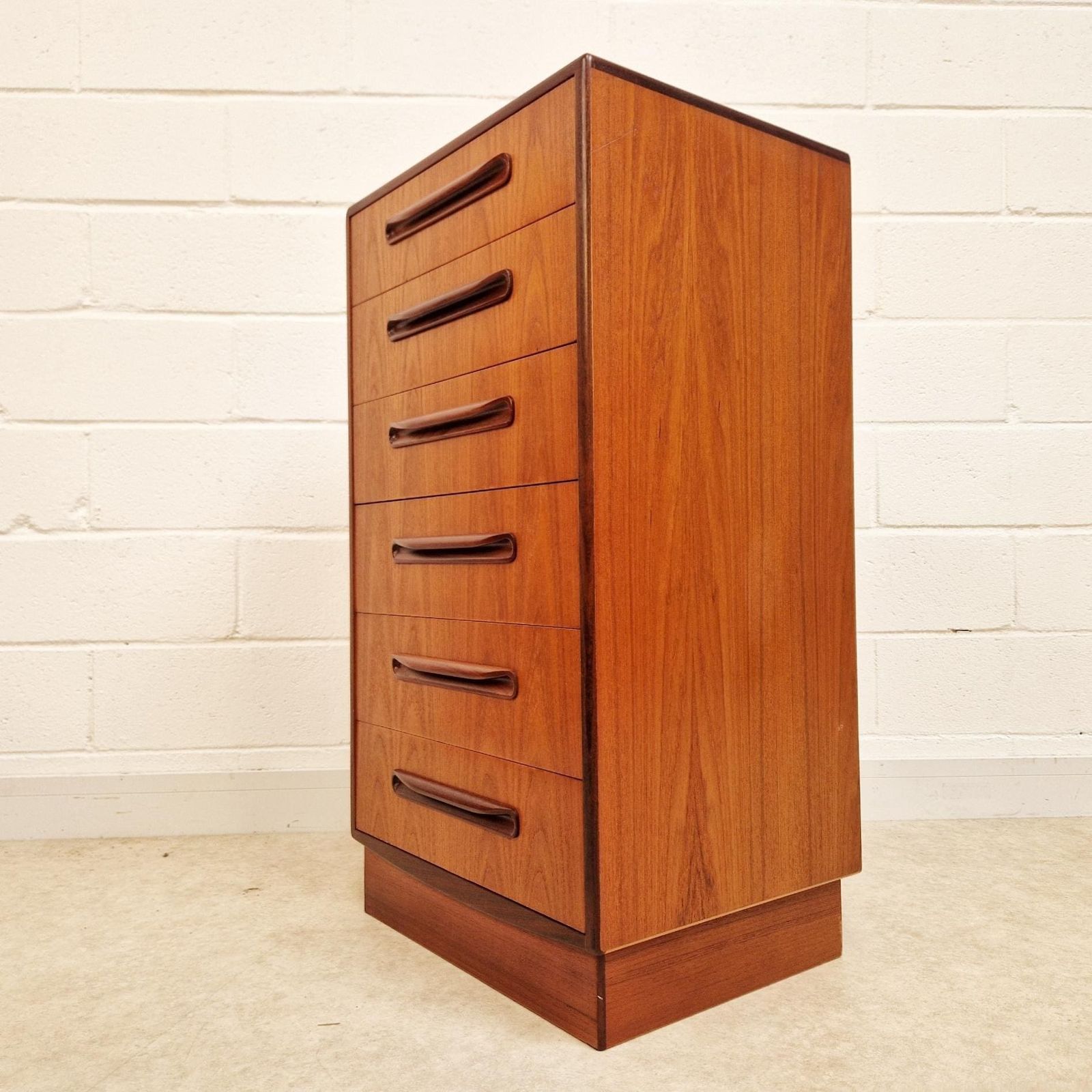 Vb Wilkins For G Plan Fresco Vintage Mid Century Medium Teak Tallboy Chest Drawers Pg196 photo for sale