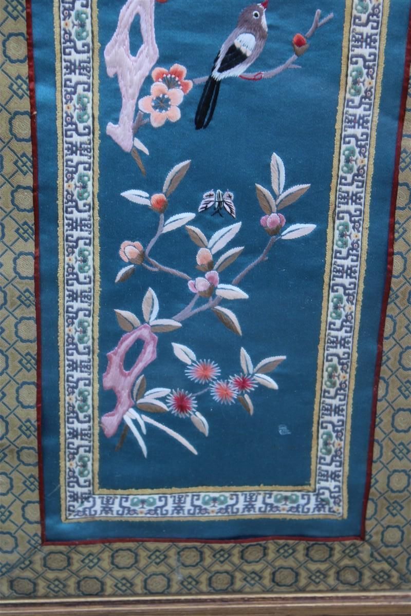 Colorful Silk Painting With Embroidered Flowers Birds And Trees China photo 476.0