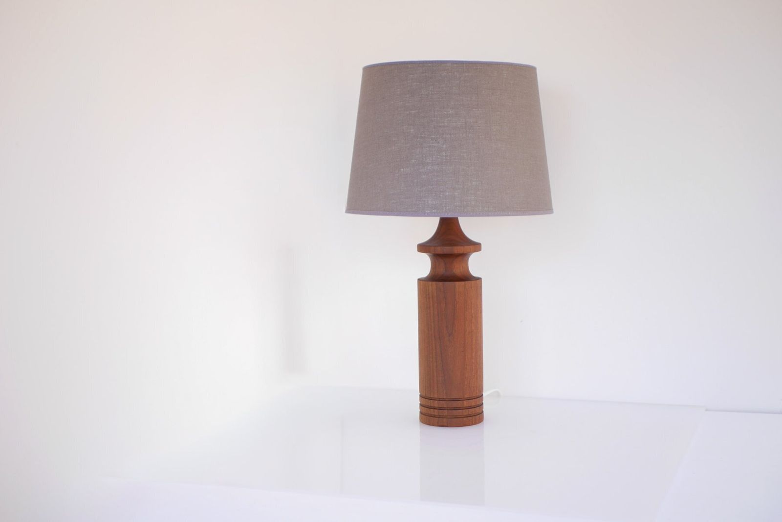Large Mid Century Modern Danish Teak Table Lamp