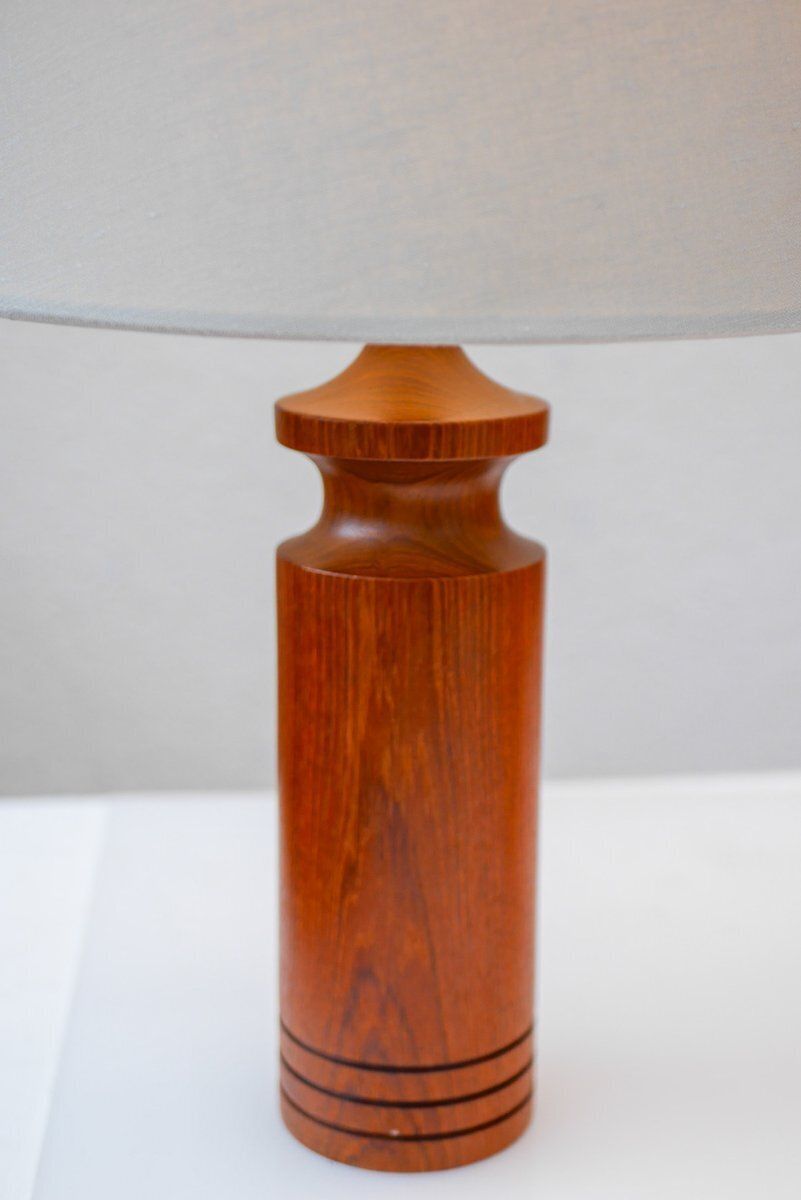 Large Mid Century Modern Danish Teak Table Lamp photo furniture