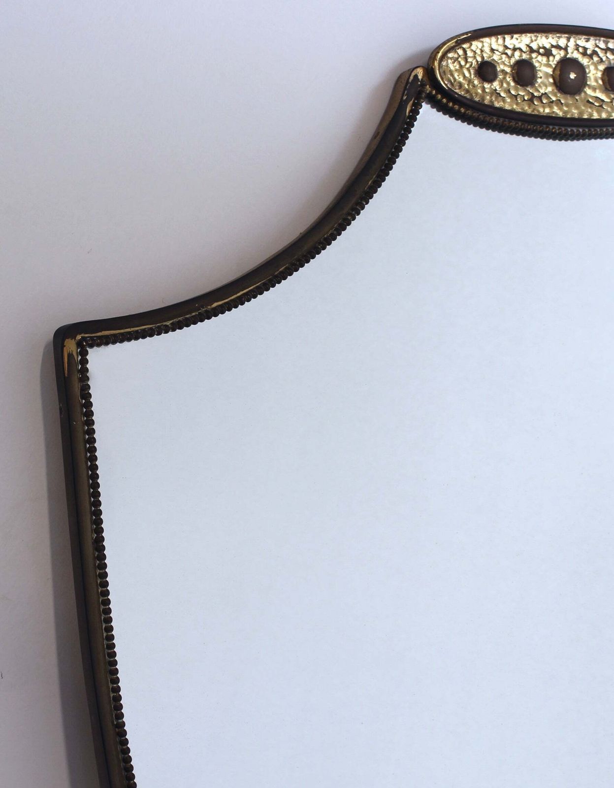 Mid Century Italian Wall Mirror With Beaded Brass Frame And Hammered Decoration (Circa 1950s) photo Home Decor