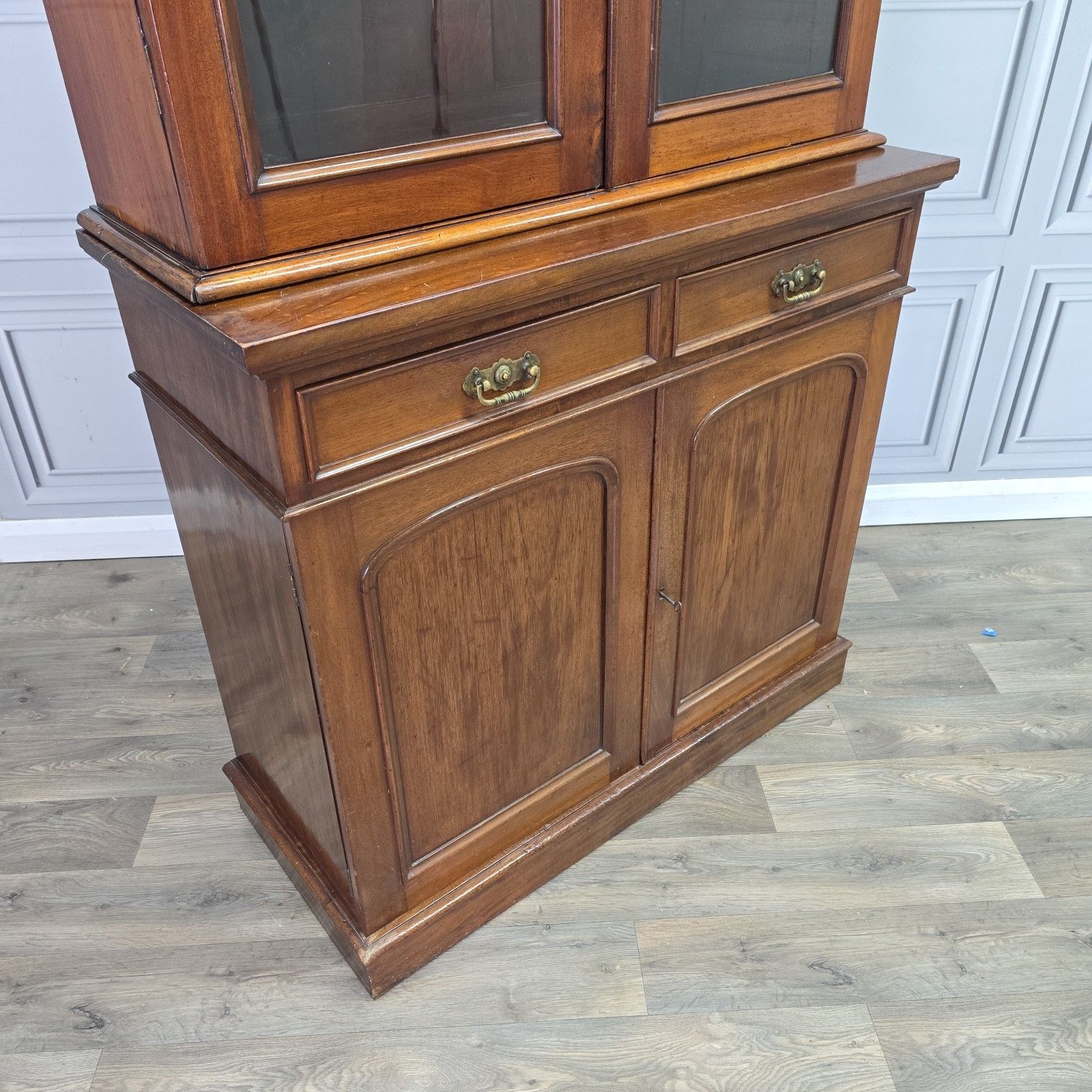 Antique Glazed Library Bookcase Cabinet Mahogany Victorian Shelving Cupboard photo for sale