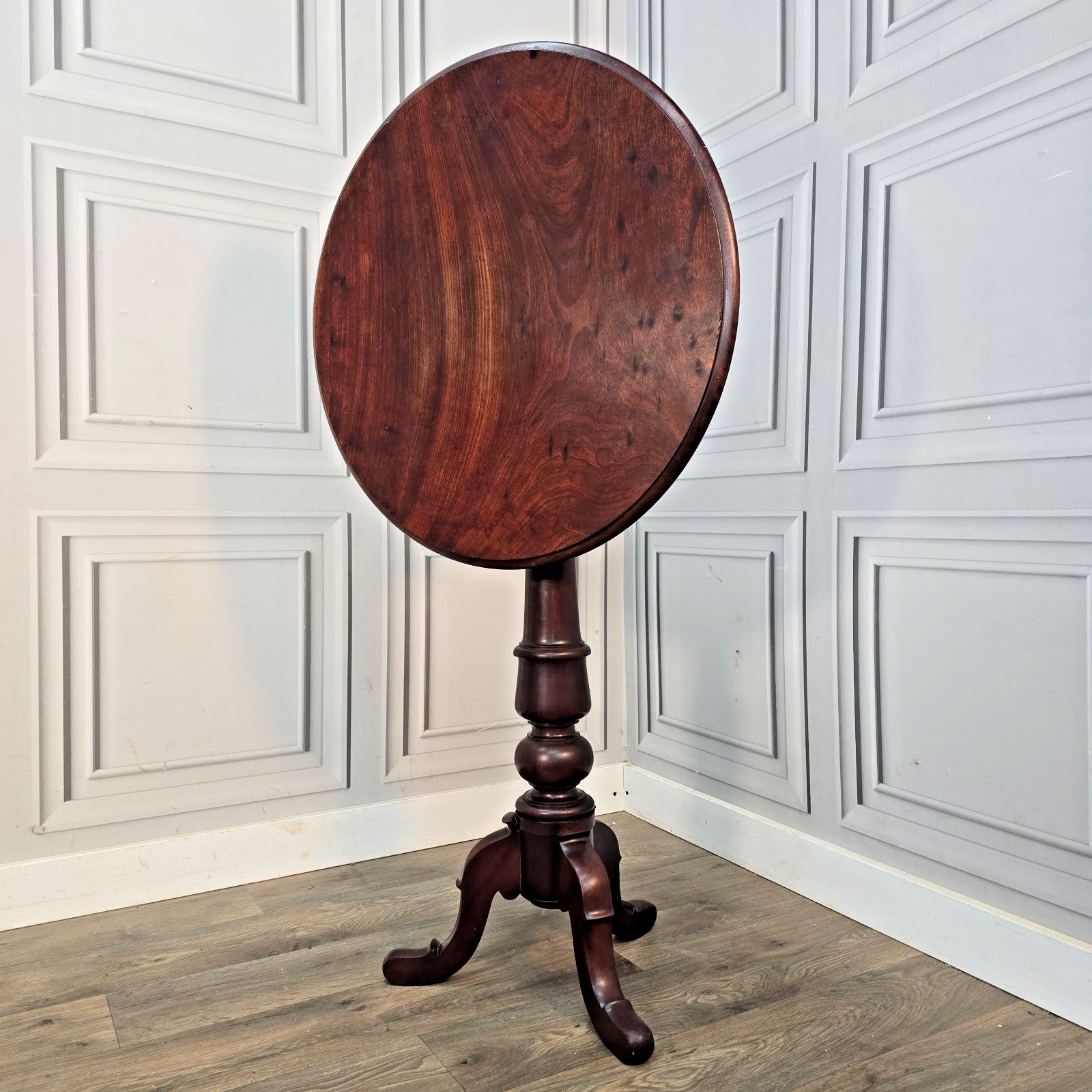 Antique Tilt Top Table Wine Side Mahogany Occasional Tripod Turned Wood Table