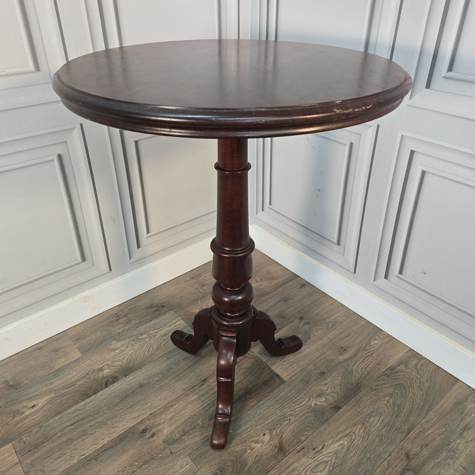 Antique Tilt Top Table Wine Side Mahogany Occasional Tripod Turned Wood Table photo Furniture