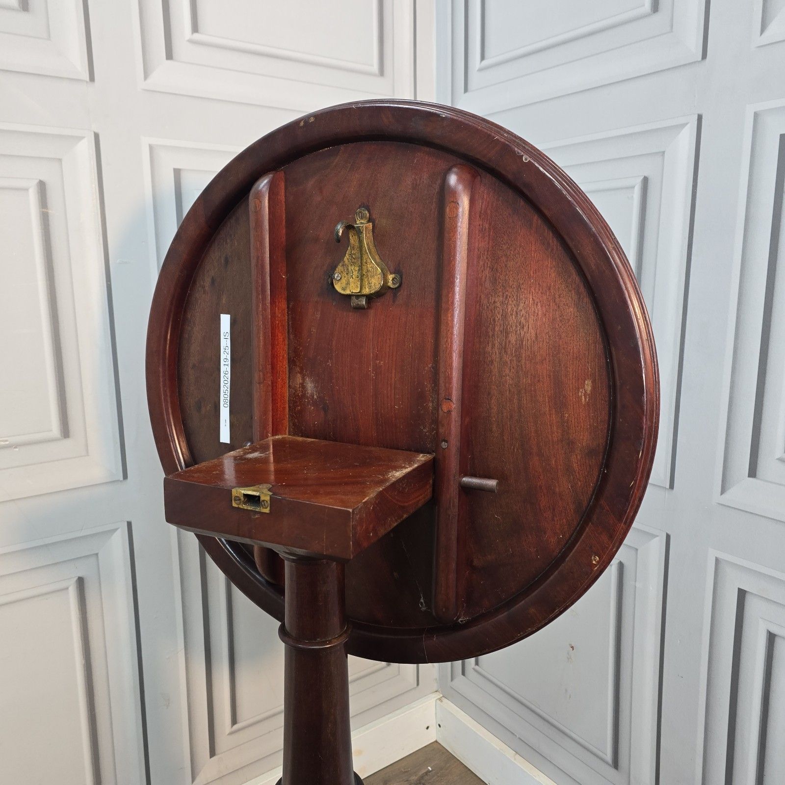 photo vinterior Antique Tilt Top Table Wine Side Mahogany Occasional Tripod Turned Wood Table