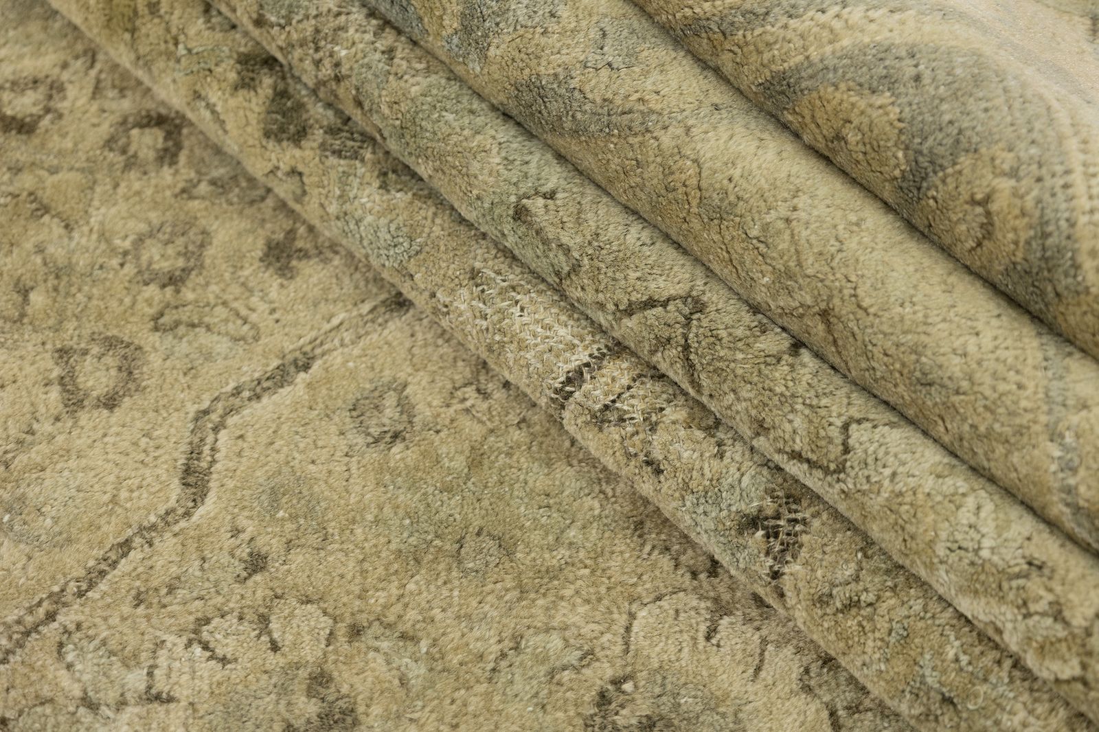 Semi-antiek Duits Tefzet tapijt, beige, 336 × 235 cm, ca. jaren 1930 photo vintage