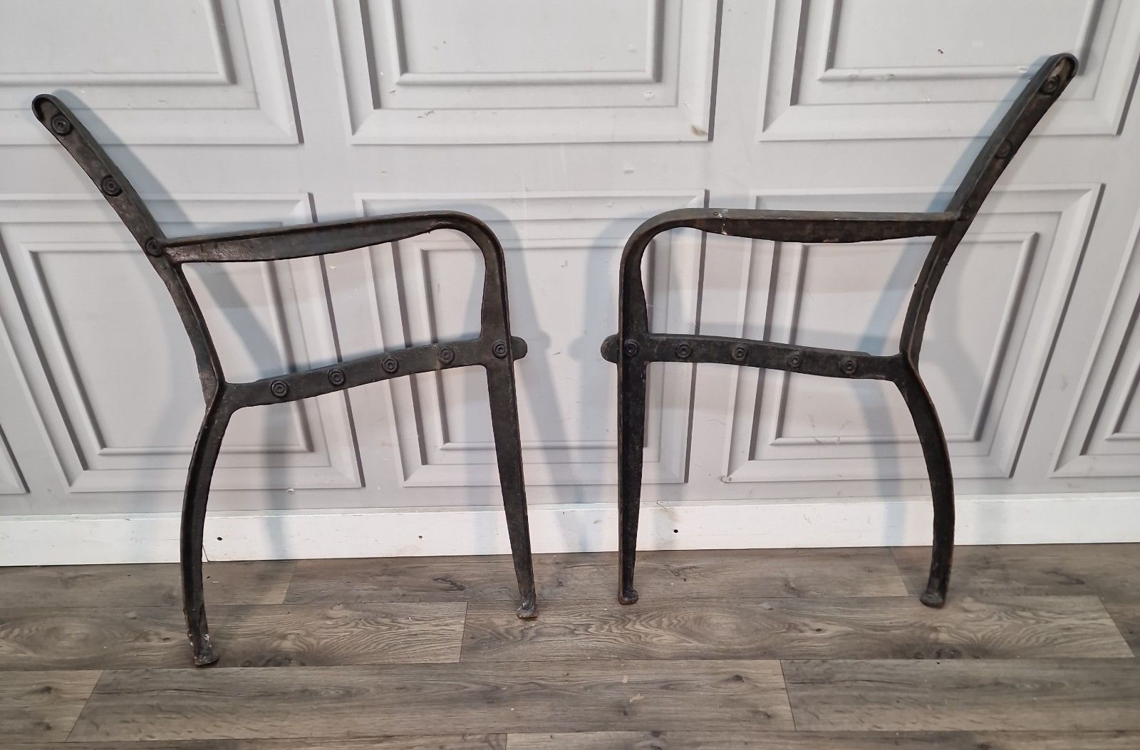 Pair Vintage Cast Iron Bench Ends Victorian Style Garden Seat Supports Frames photo furniture