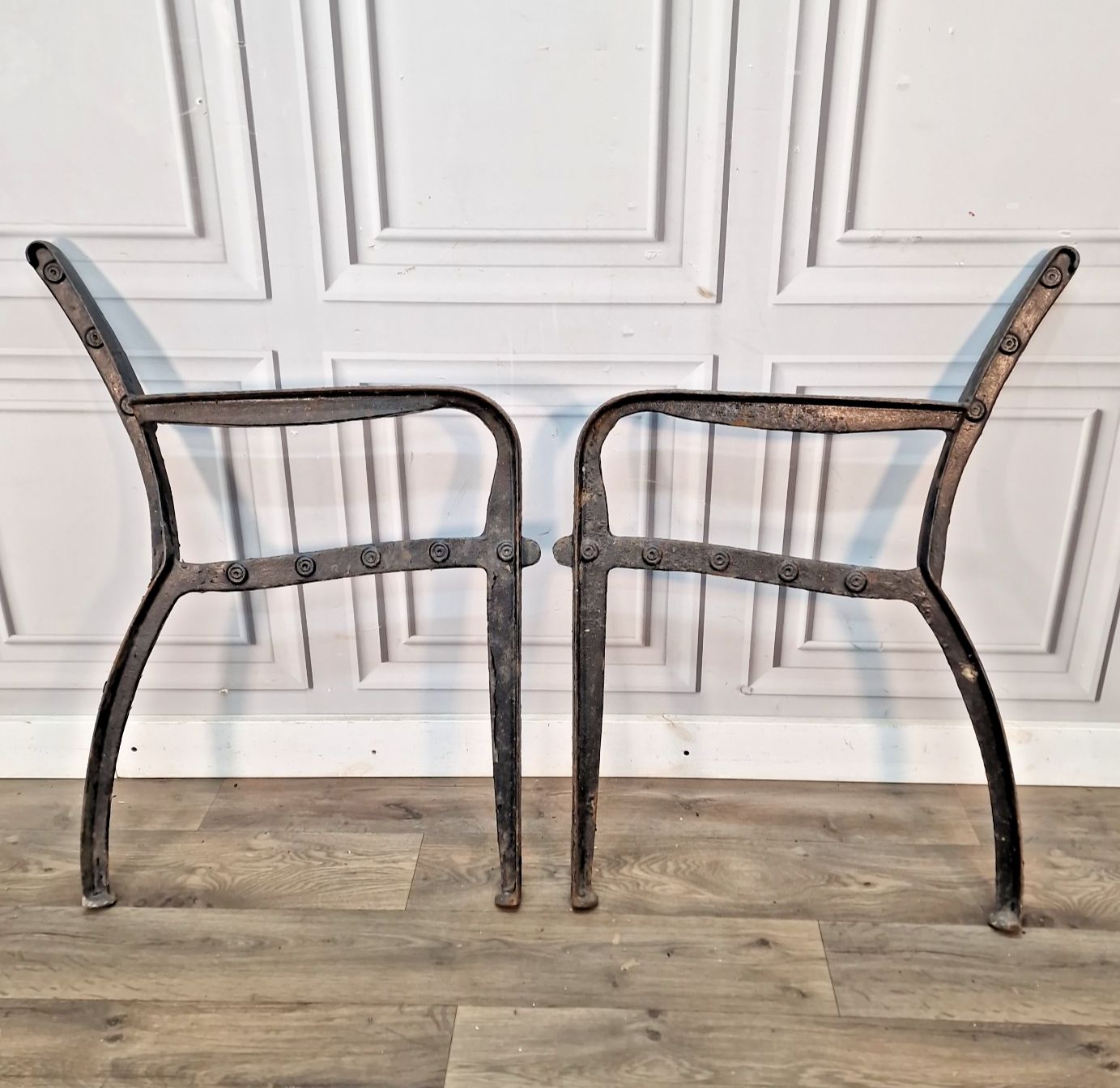 Pair Antique Cast Iron Bench Ends Victorian Garden Bench Supports
