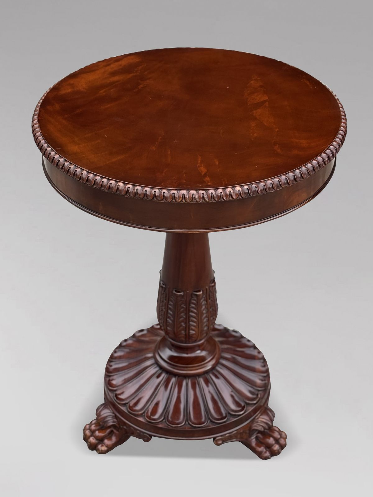 Ralph Lauren Carved Walnut Circular Tripod Table