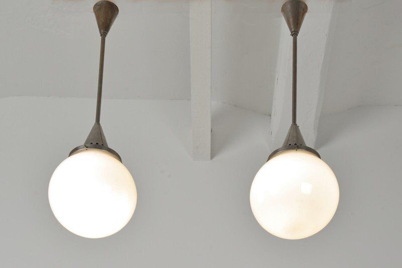 Sphere Lights In Frosted Glass, 1928, Set Of 2 photo vinterior