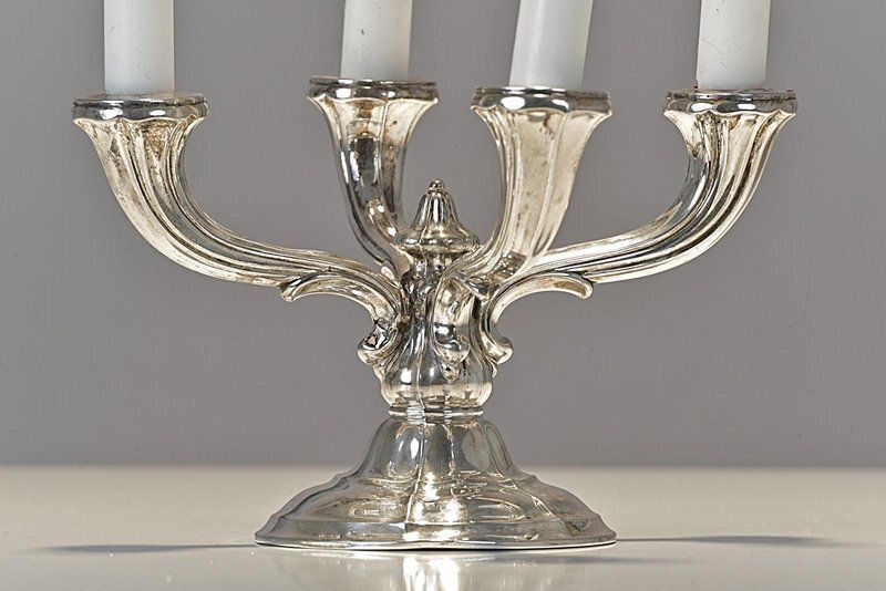 Silver 4 Armed Chandelier, Germany, 1935 photo vinterior
