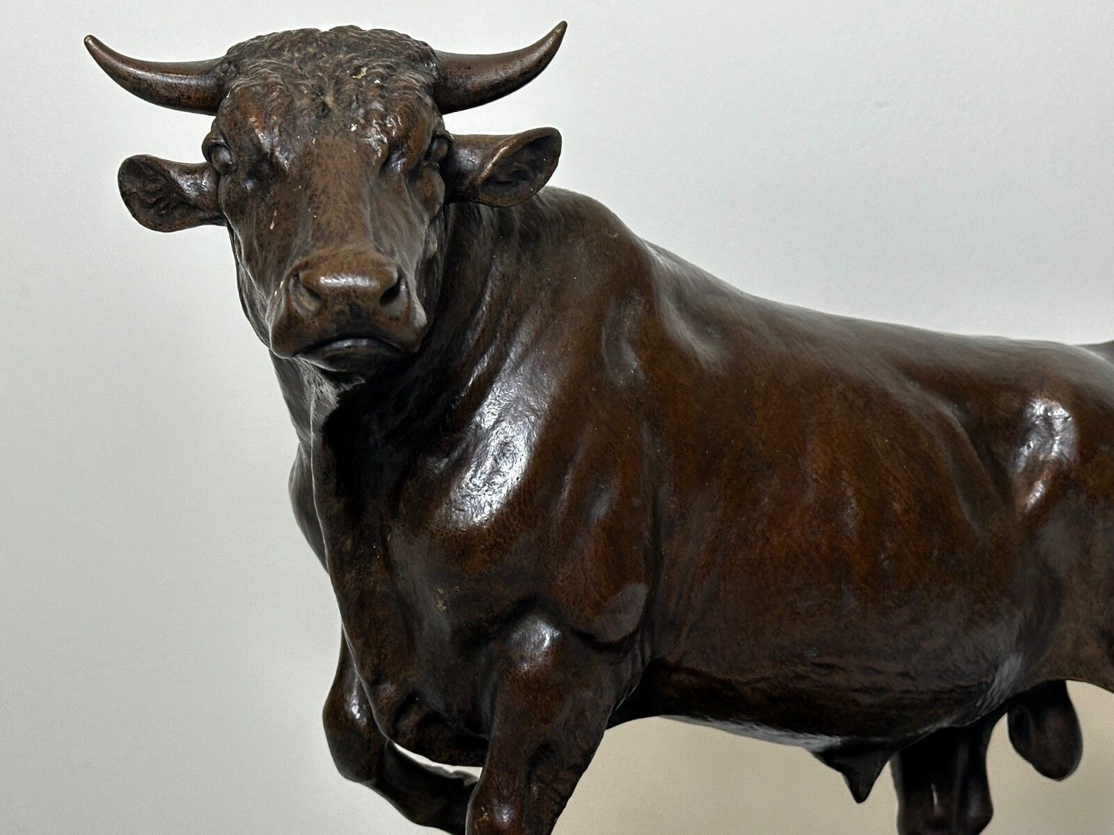 photo vintage 19th Century Sculpture French Bronze Standing Prized Bull By Isidore Jules Bonheur