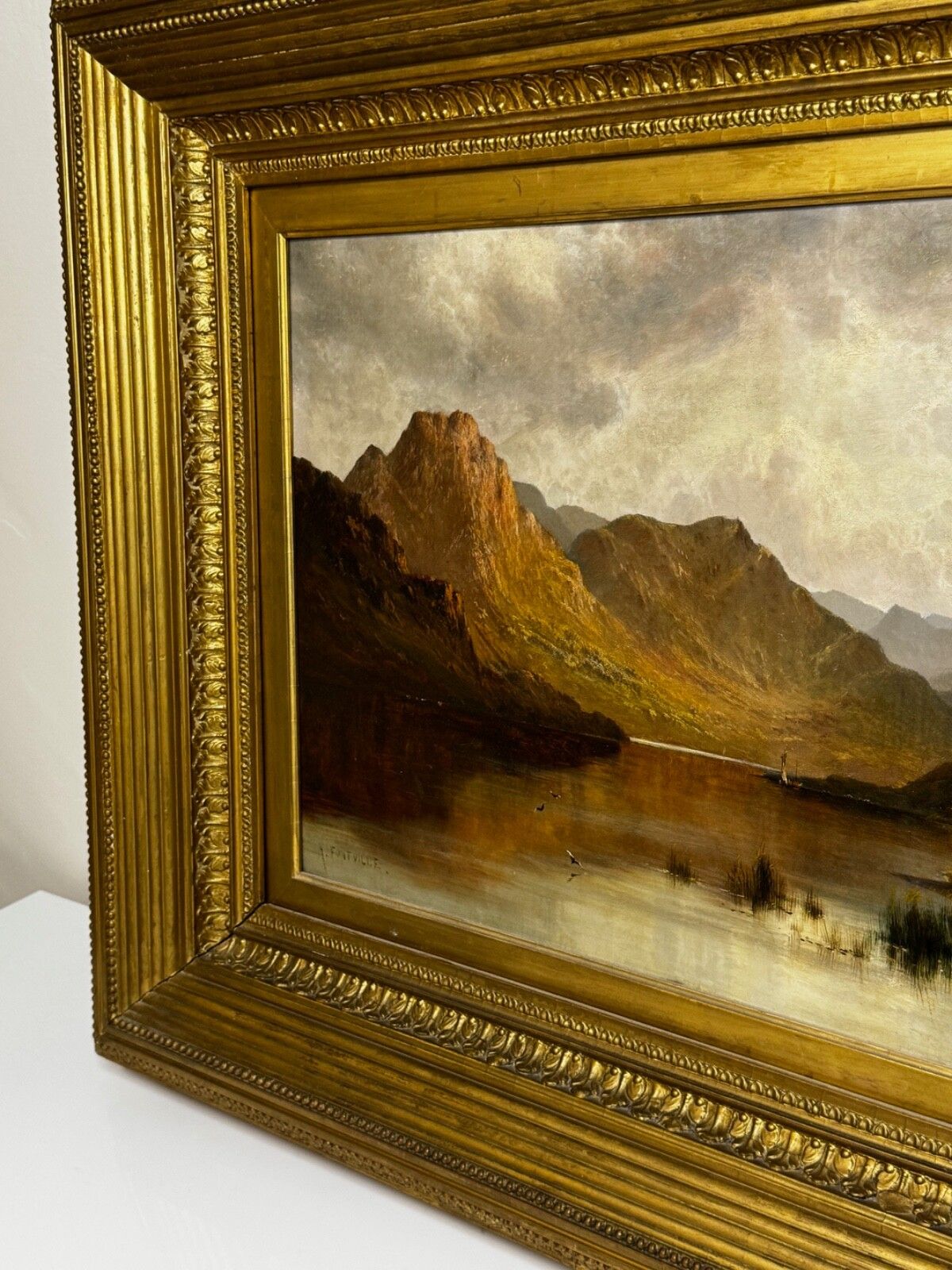 Oil Landscape Masterpiece Painting Windermere Sunrise Signed By Alfred De Breanski Jr photo Art
