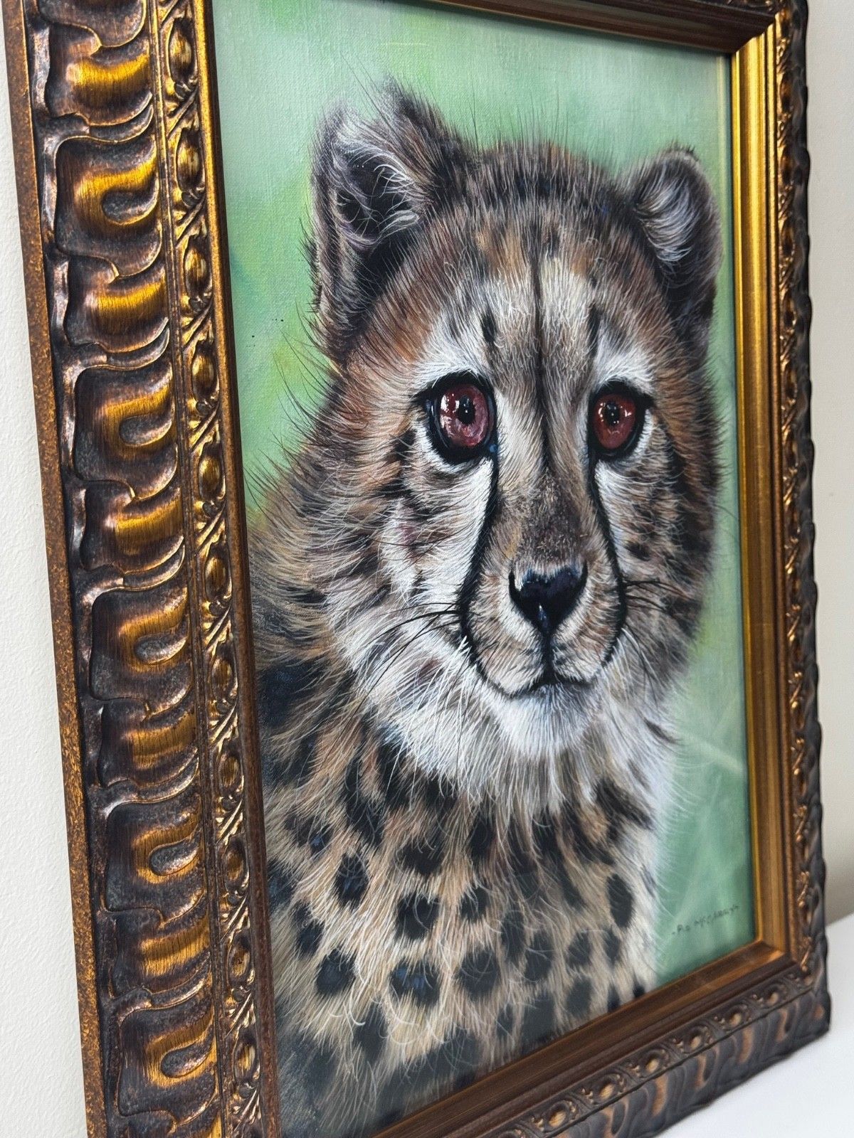 Olieverfschilderij Cheetah Cub Innocence Of The Wild Gesigneerd Door Pip Mcgarry photo vinterior