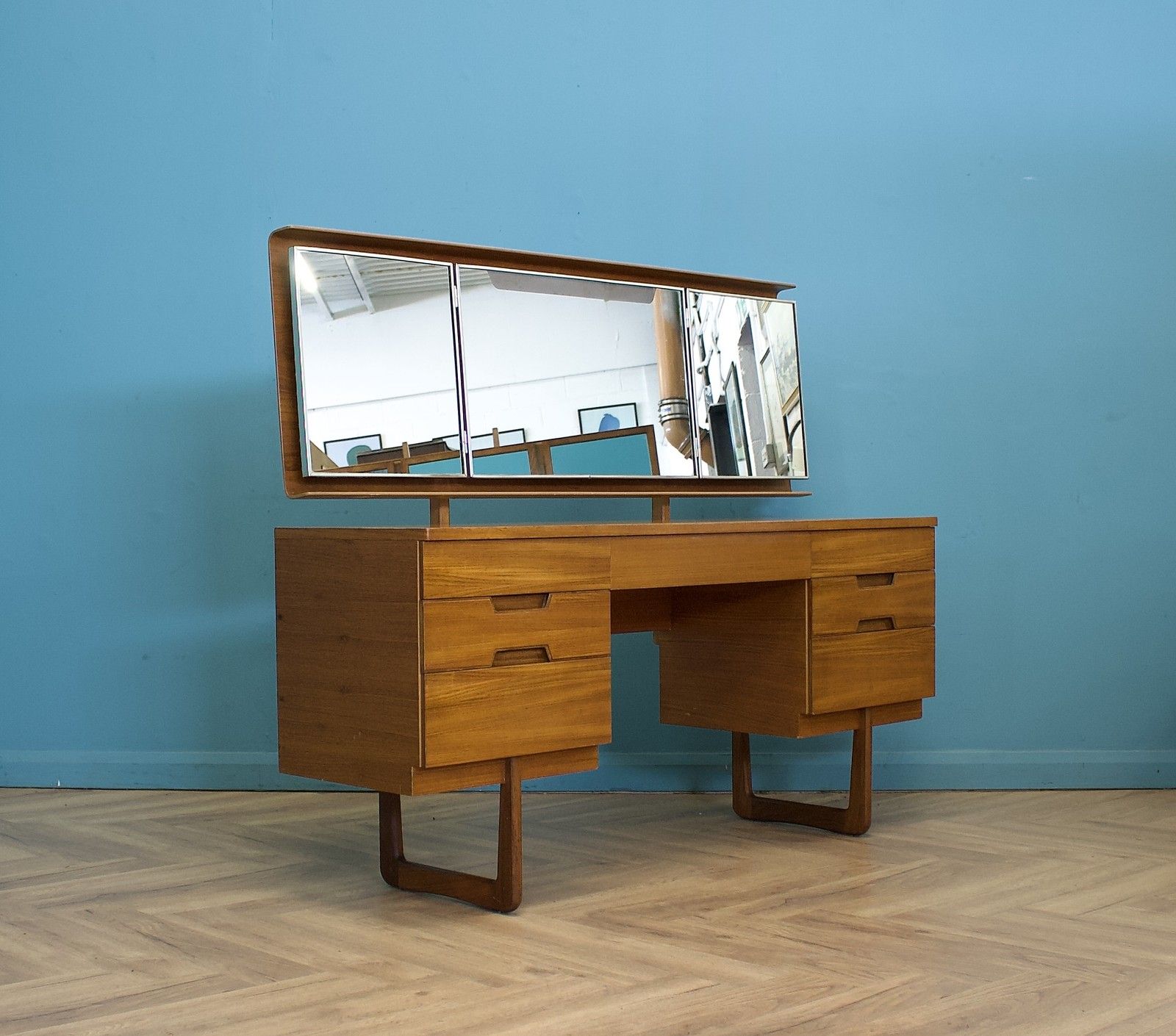 Mid Century Teak Dressing Table Or Desk From Uniflex, 1960s #1790