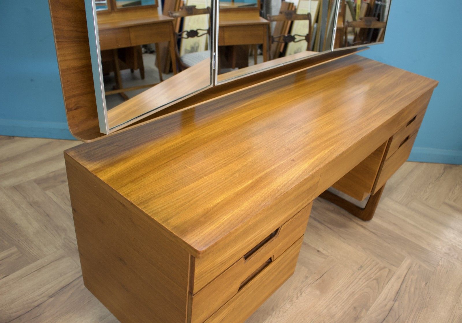 Mid Century Teak Dressing Table Or Desk From Uniflex, 1960s #1790 photo vinterior