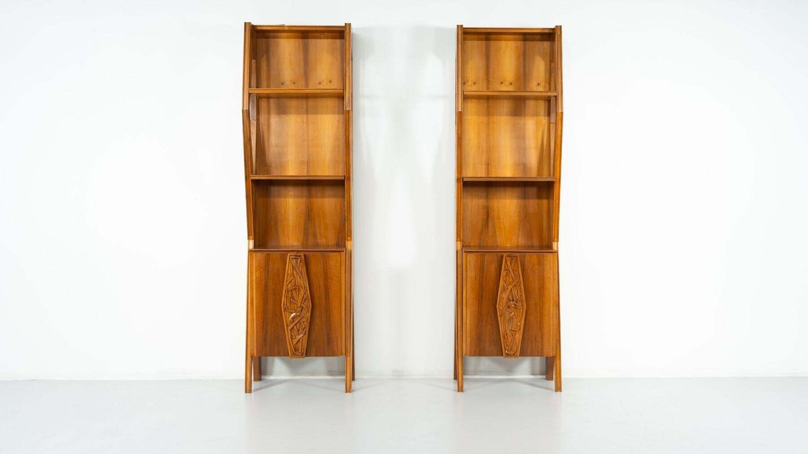 6020.0 Mid Century Pair Of Italian Wall Units, Walnut, 1970s photo