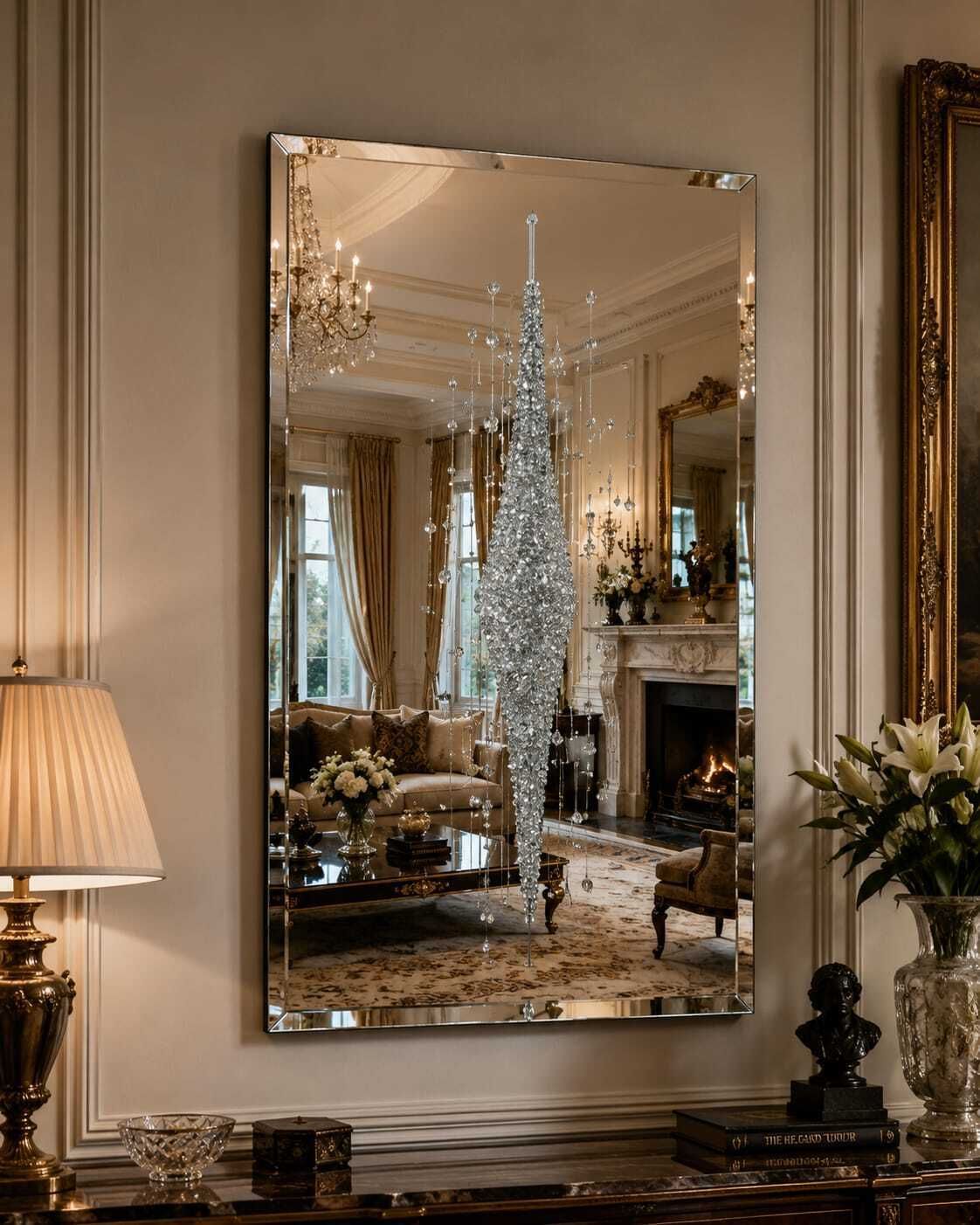 Large Luxury Crystal Art Mirror Bevelled Glass 120x60cm Ooak photo furniture