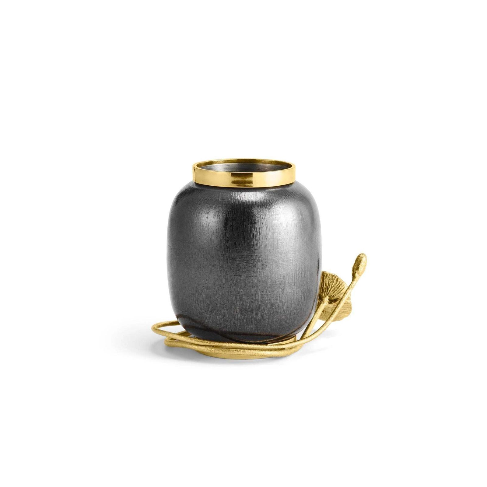 Pair Of Small Contemporary Black And Gold Metal Anemone Vase photo buy