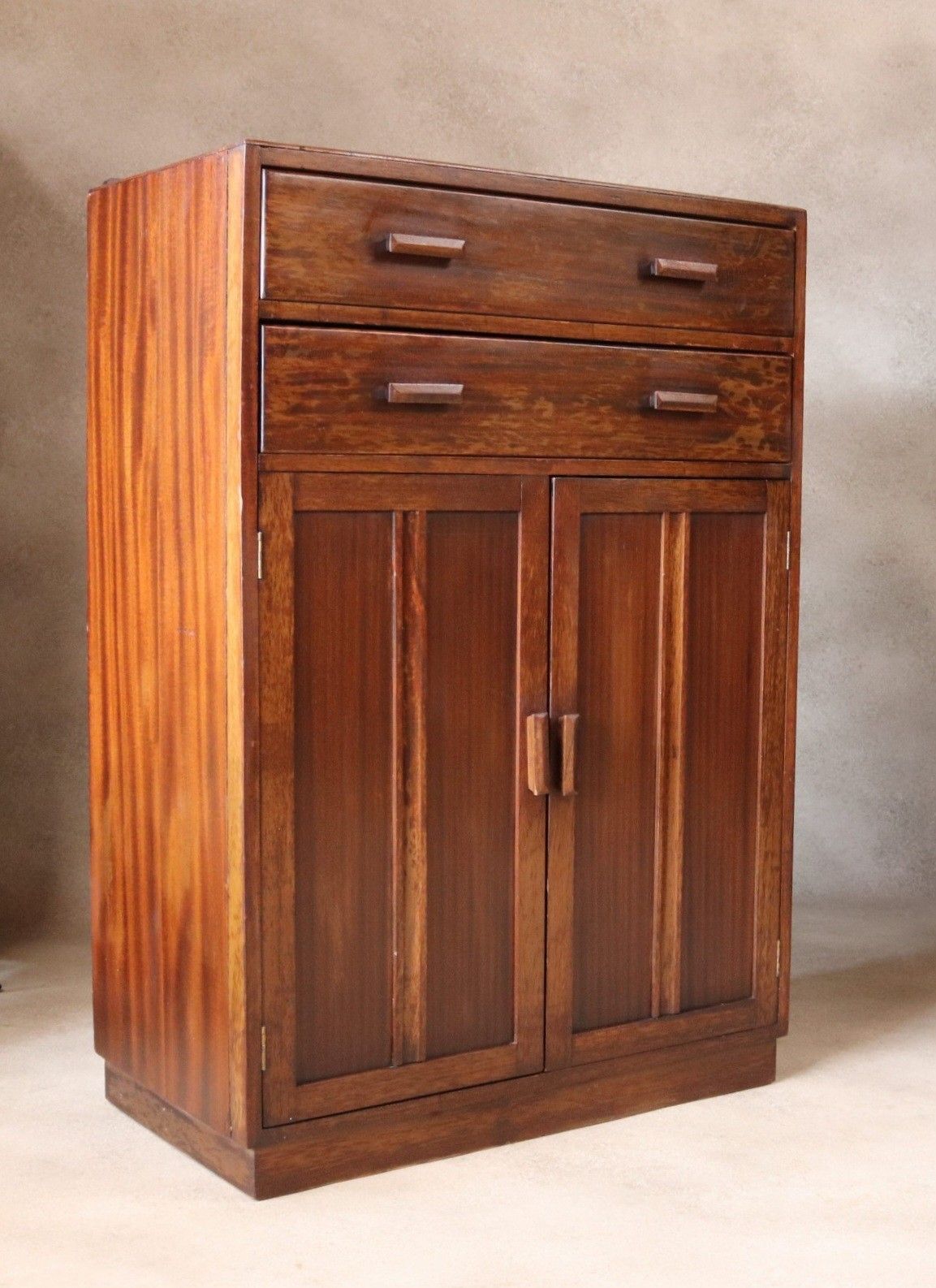 Vintage Mid Century Art Deco Style Utility Tallboy Linen Cabinet 1940s