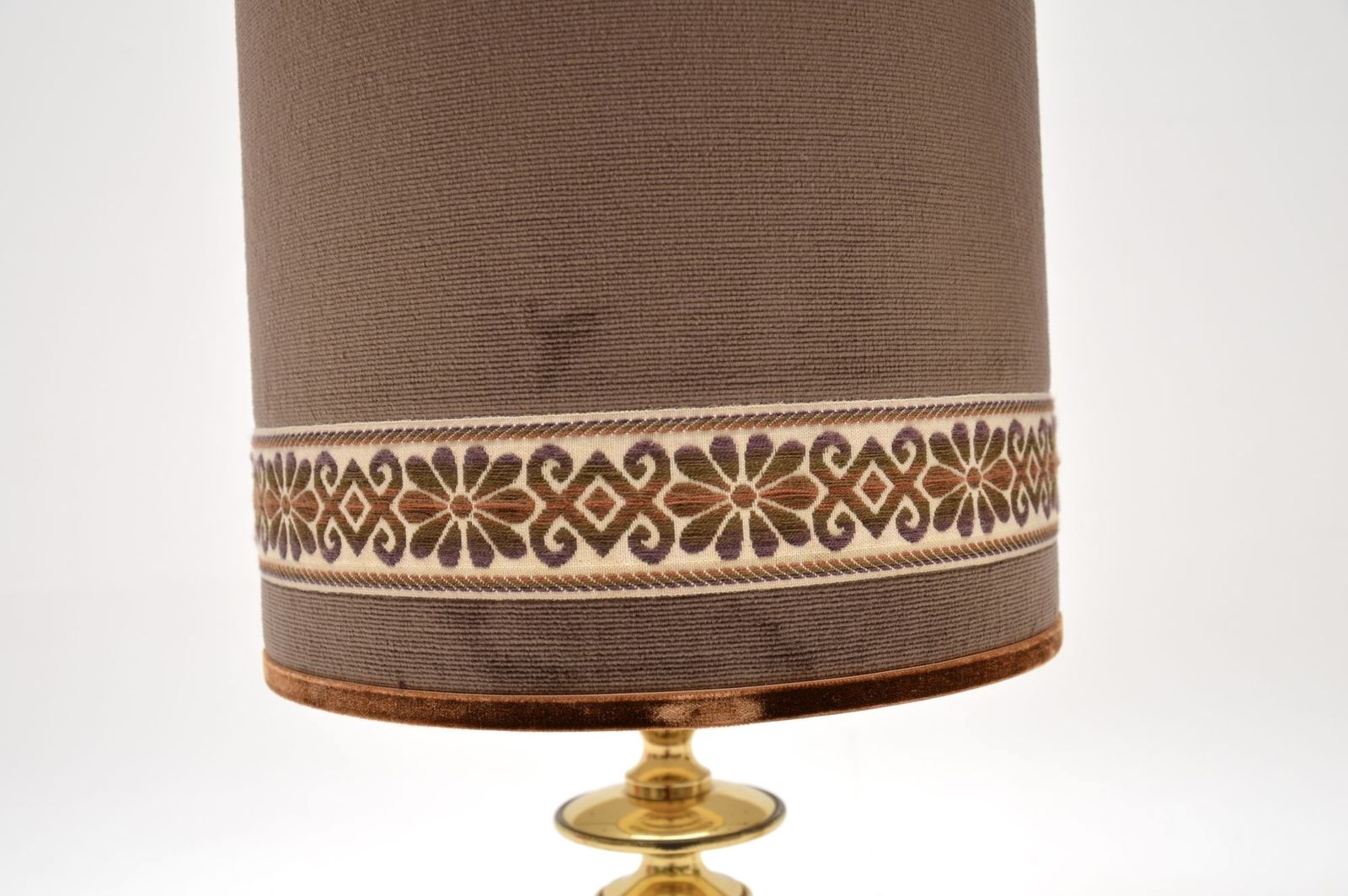 Pair Of Vintage Brass Table Lamps With Velvet Shades photo 553.0