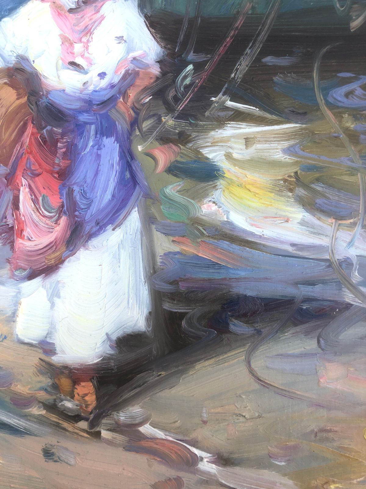 Gabriel Casarrubios – Spaanse vissersvrouwen op Mediterraan strand – post-impressionistisch kustlandschap, ca. 2000 photo vinterior