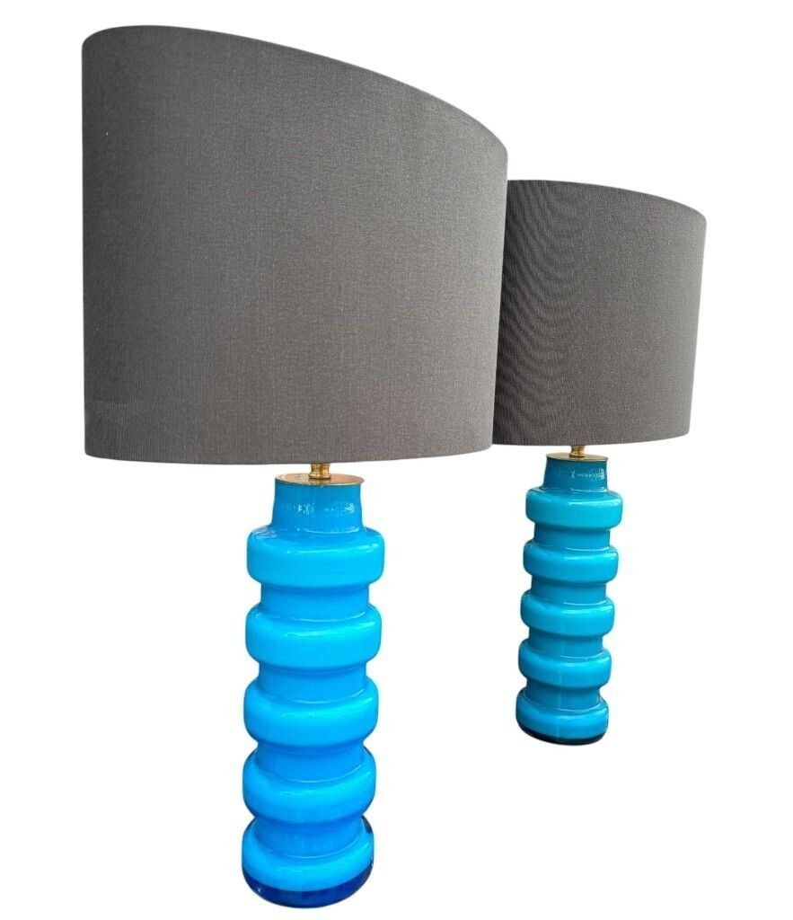 A Pair Of 1960s Danish Glass Lamps By Holmegaard With Brass Fittings photo Lighting