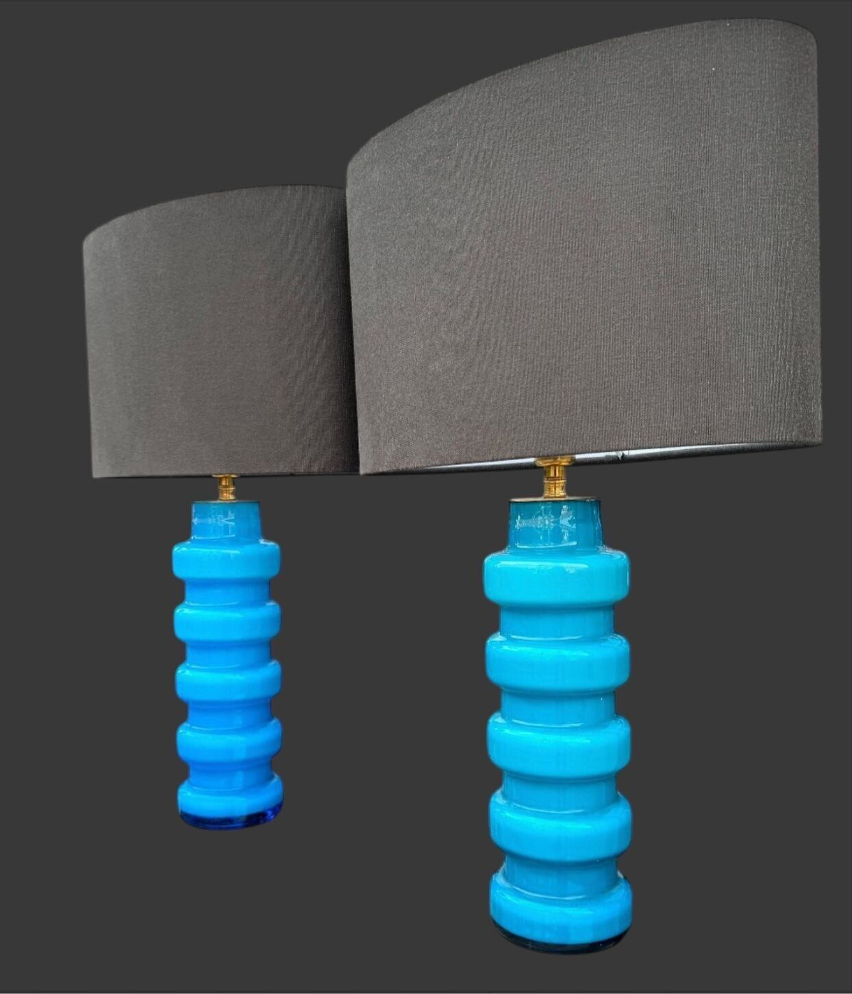 photo vinterior A Pair Of 1960s Danish Glass Lamps By Holmegaard With Brass Fittings