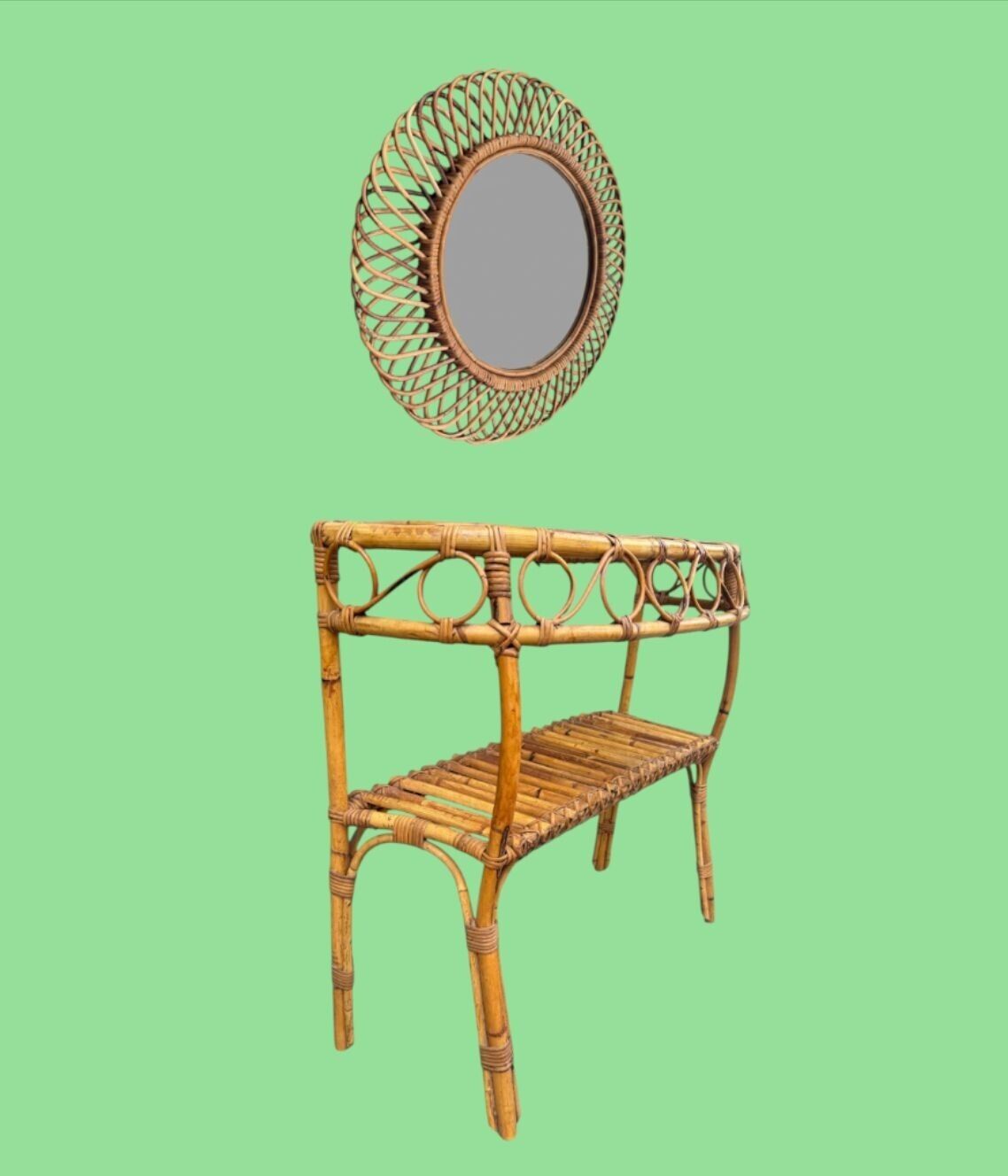 photo buy An Italian 1970s Circular Woven Bamboo Mirror By Franco Albini For Bonacina