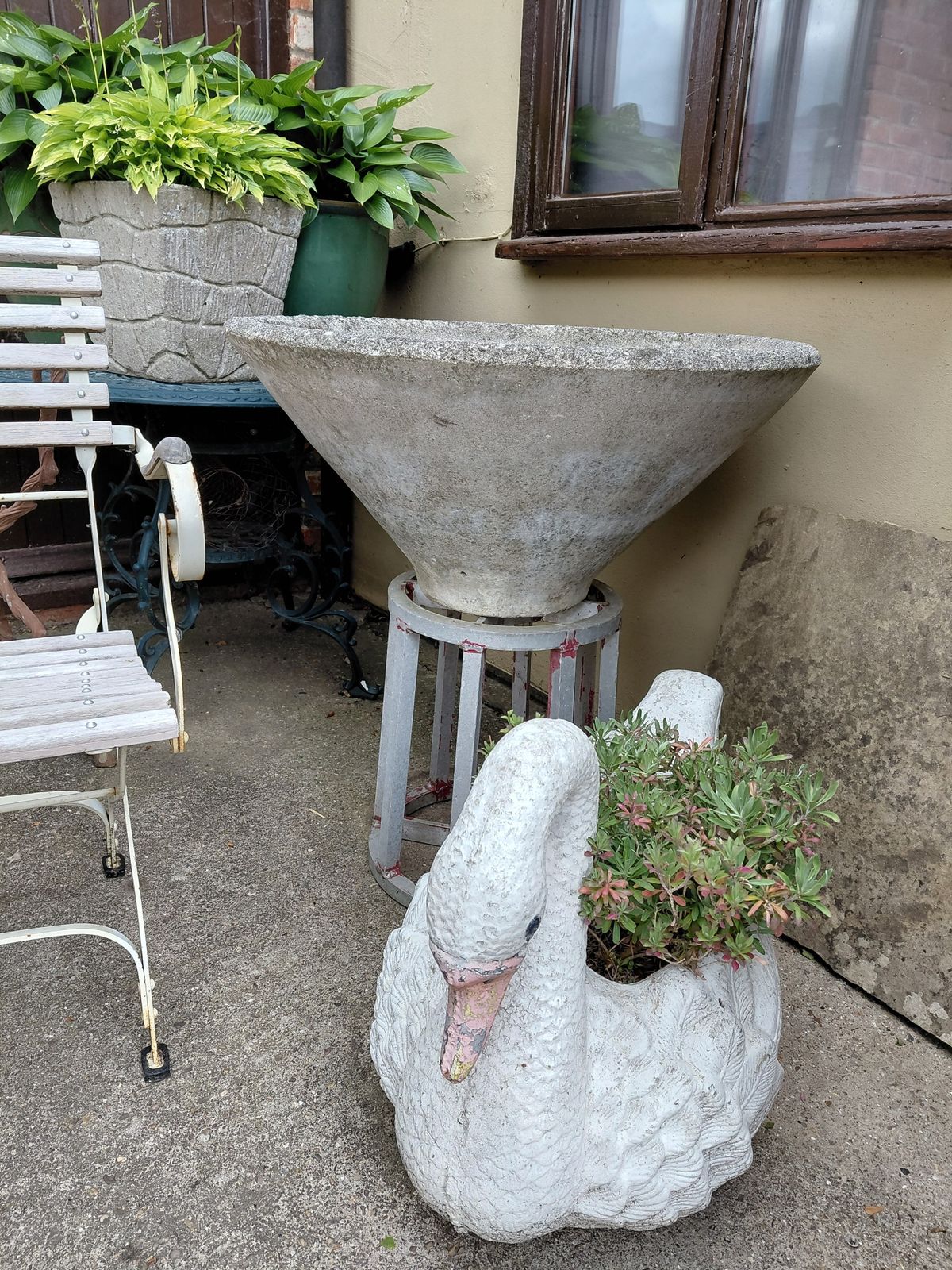 1950s Large Concrete Conical Planter / Willy Guhl Style photo for sale