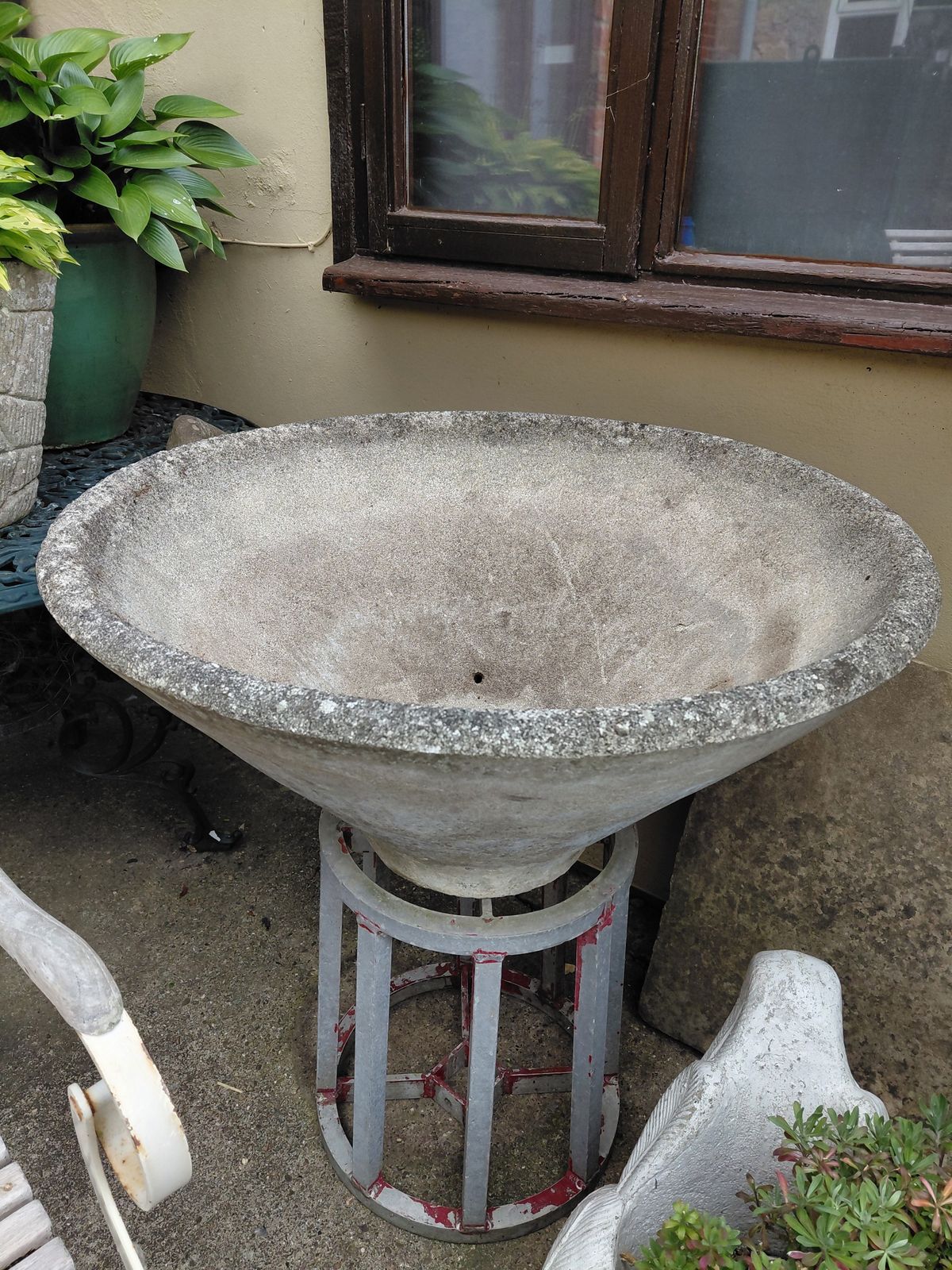 1950s Large Concrete Conical Planter / Willy Guhl Style photo Garden Decor