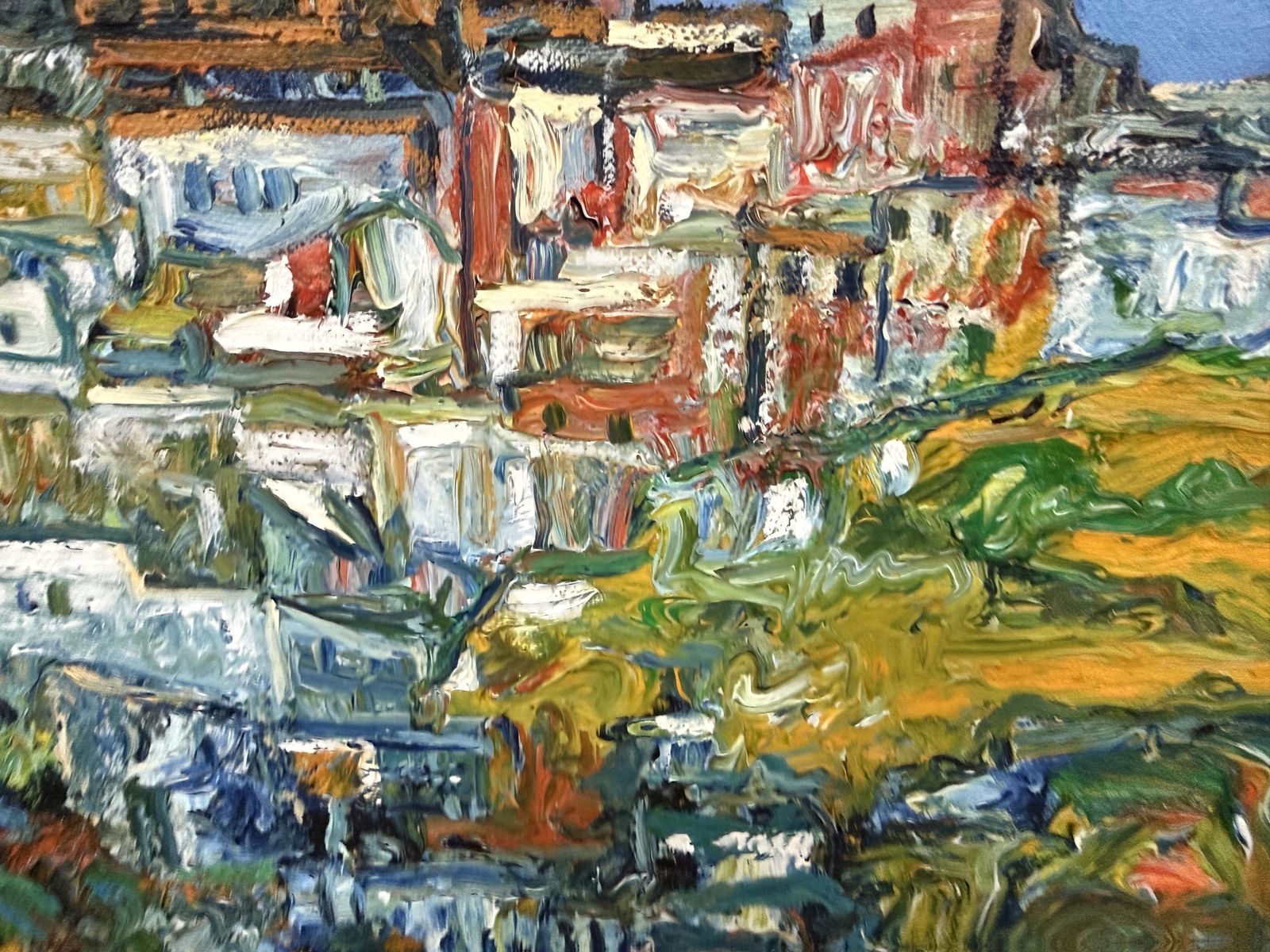 Ulpiano Carrasco Textured Andalusian White Village Landscape Expressive Impasto Oil Canvas Spain 2000 photo Art