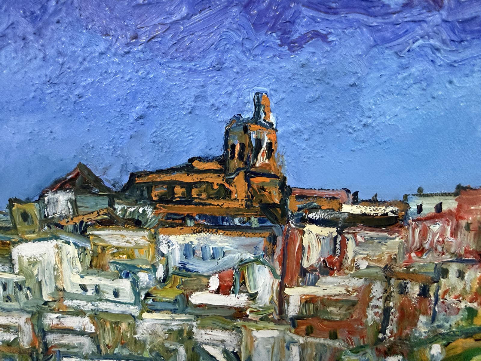 Ulpiano Carrasco Textured Andalusian White Village Landscape Expressive Impasto Oil Canvas Spain 2000 photo 2450.0