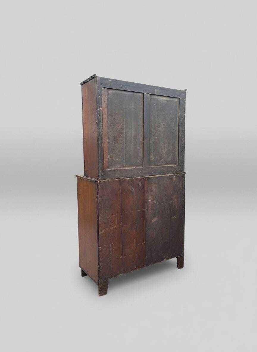 Beautiful Georgian Mahogany Inlaid Secretaire Bookcase, Classic 18th Century British Furniture Desk Design photo for sale